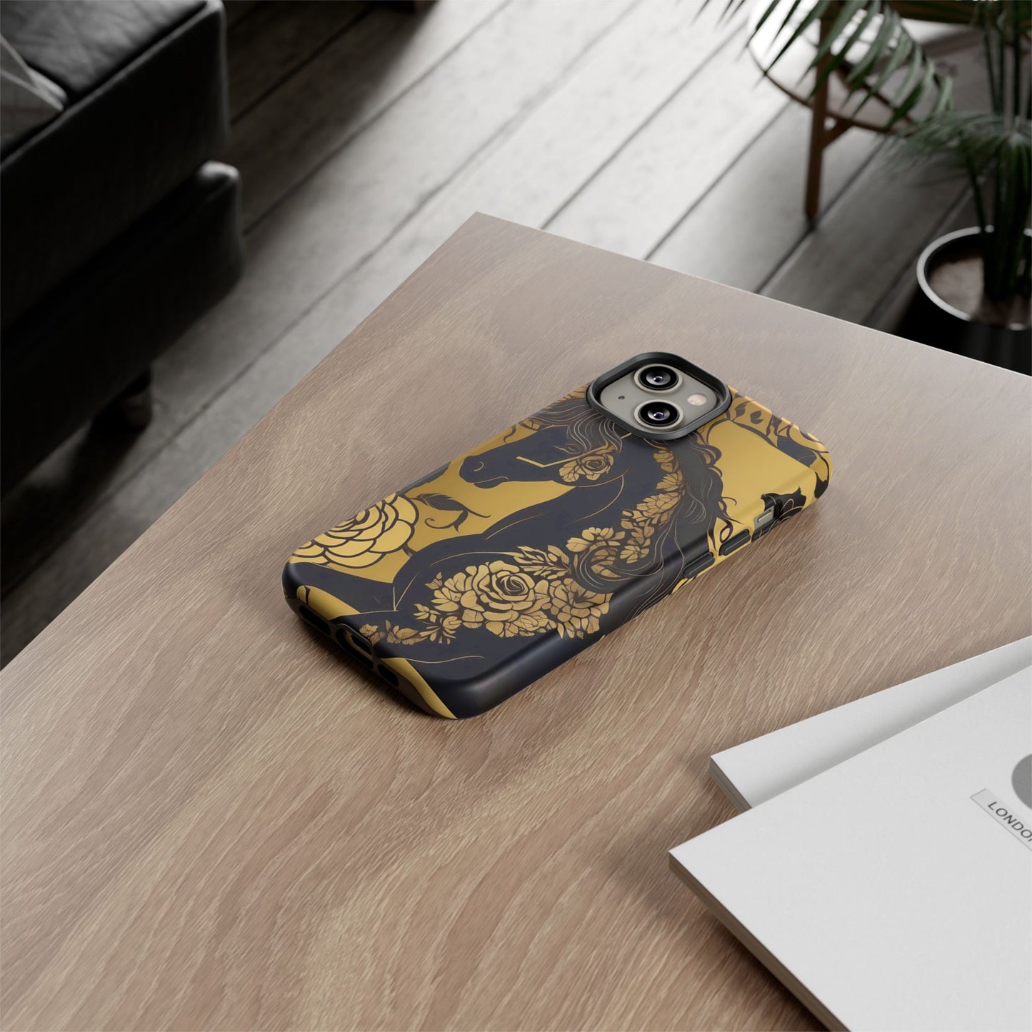 Phone Case - Elegant Horse & Roses Design