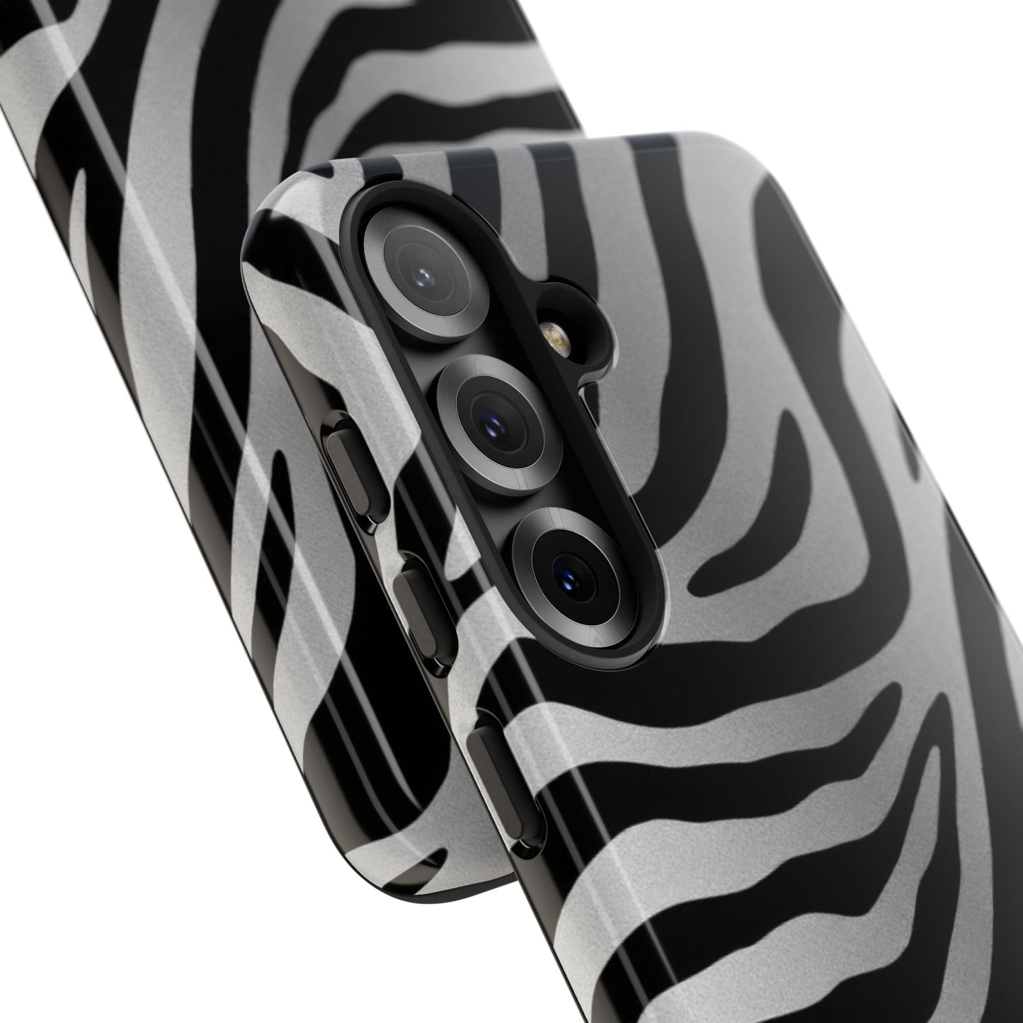 Zebra Print Tough Phone Case - Silver