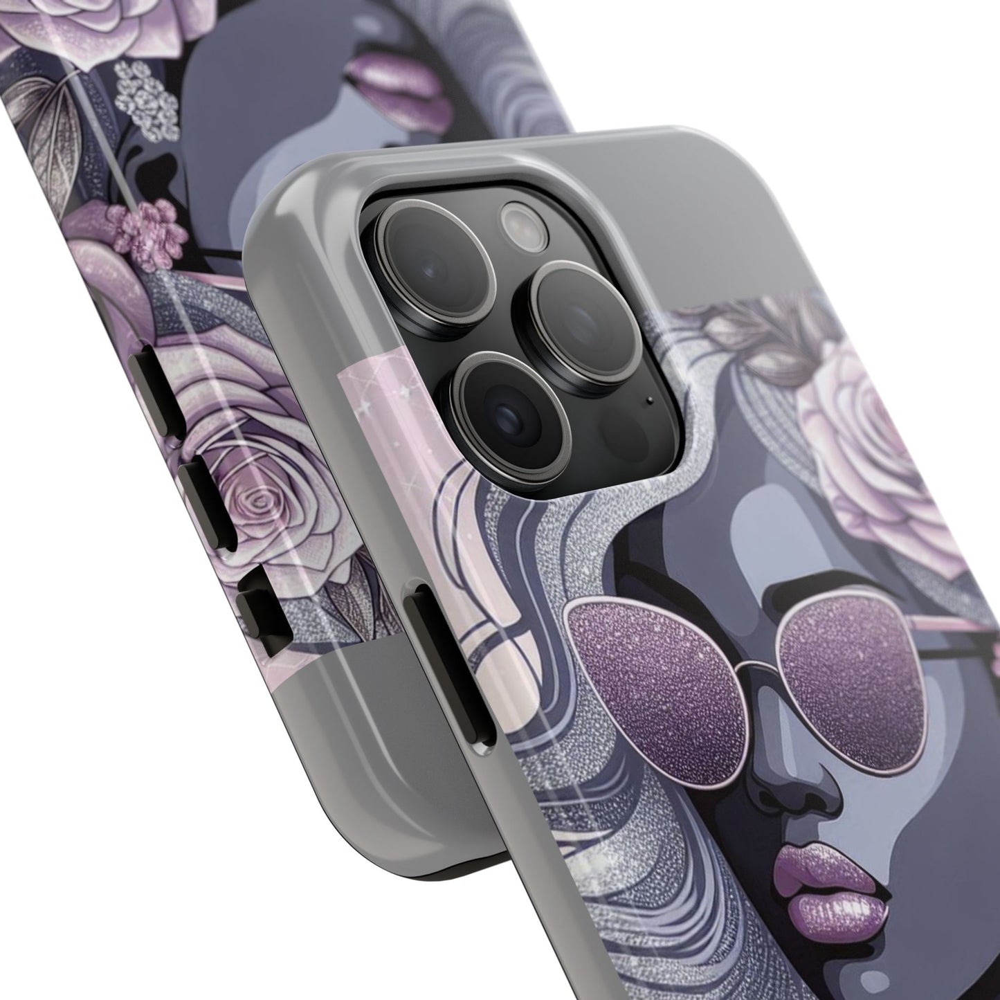 Glamorous Floral Tough Phone Case - Chic Protection for Trendsetters - Lilac & Lavender