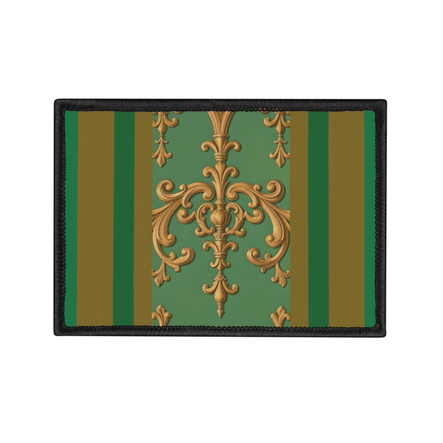 Vintage Floral Iron-On Patches | DIY Crafts, Upcycled Fashion, Jacket Embellishments, Gift for Crafters - Olive Green Striped Rococo
