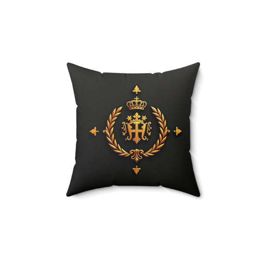 Royal Faux Suede Pillow, Elegant Home Decor, Luxury Cushion, Housewarming Gift, Personalized Accent Pillow - Gold Crest