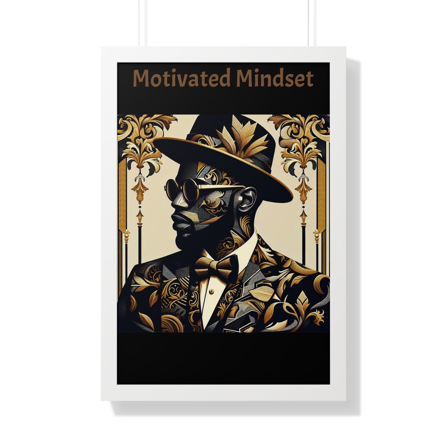 Motivated Mindset Framed Vertical Poster | Inspirational Wall Art, Office Decor, Motivational Gift, Home Decor, Black Art