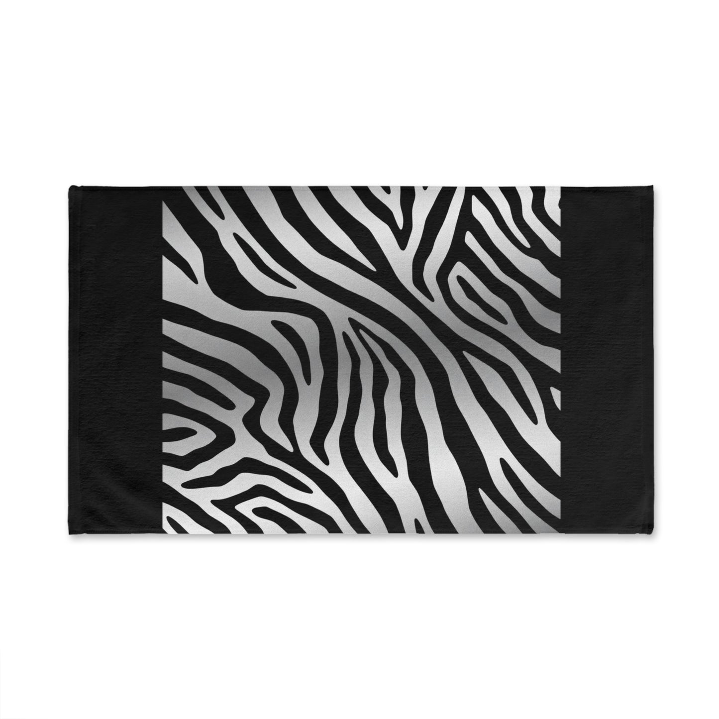 Stylish Zebra Print Hand Towel - Modern Black and Silver Decor - Black Trim