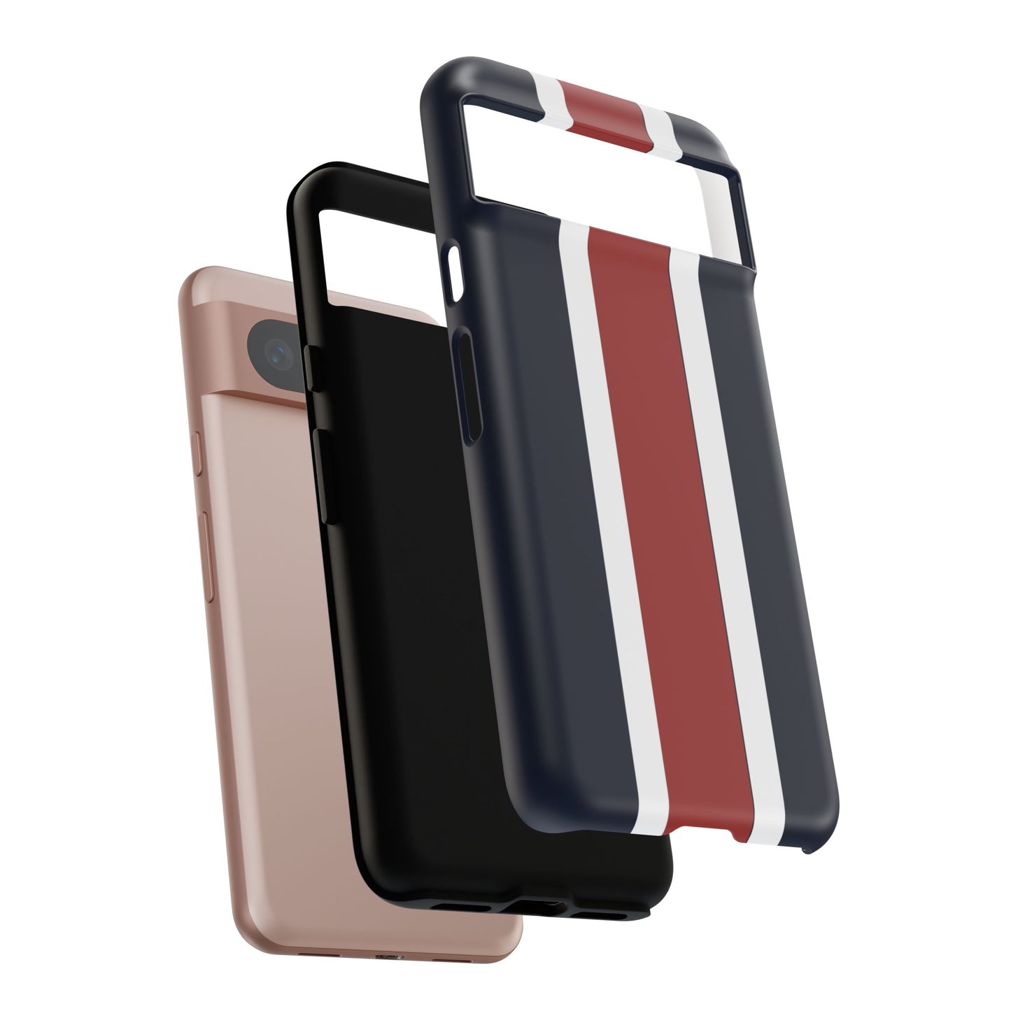 Lunar Midnight & Red-White Striped Stylish Phone Case - Tough Cases, Custom iPhone Cover, Sleek Phone Accessories, Gifts for Him/Her