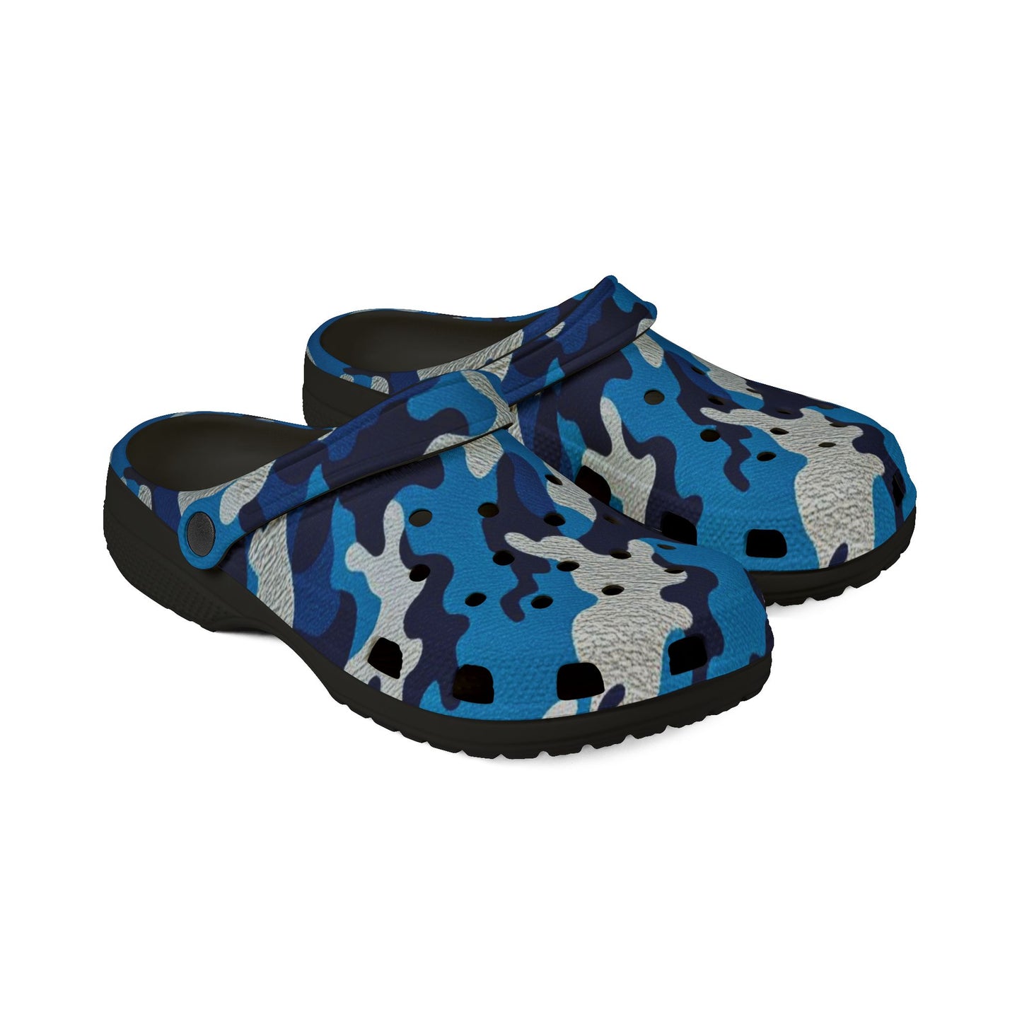 Stylish EVA Foam Shoes in Camo Design - Comfortable Slip-On Footwear, Unisex Garden Shoes - Blue Camo