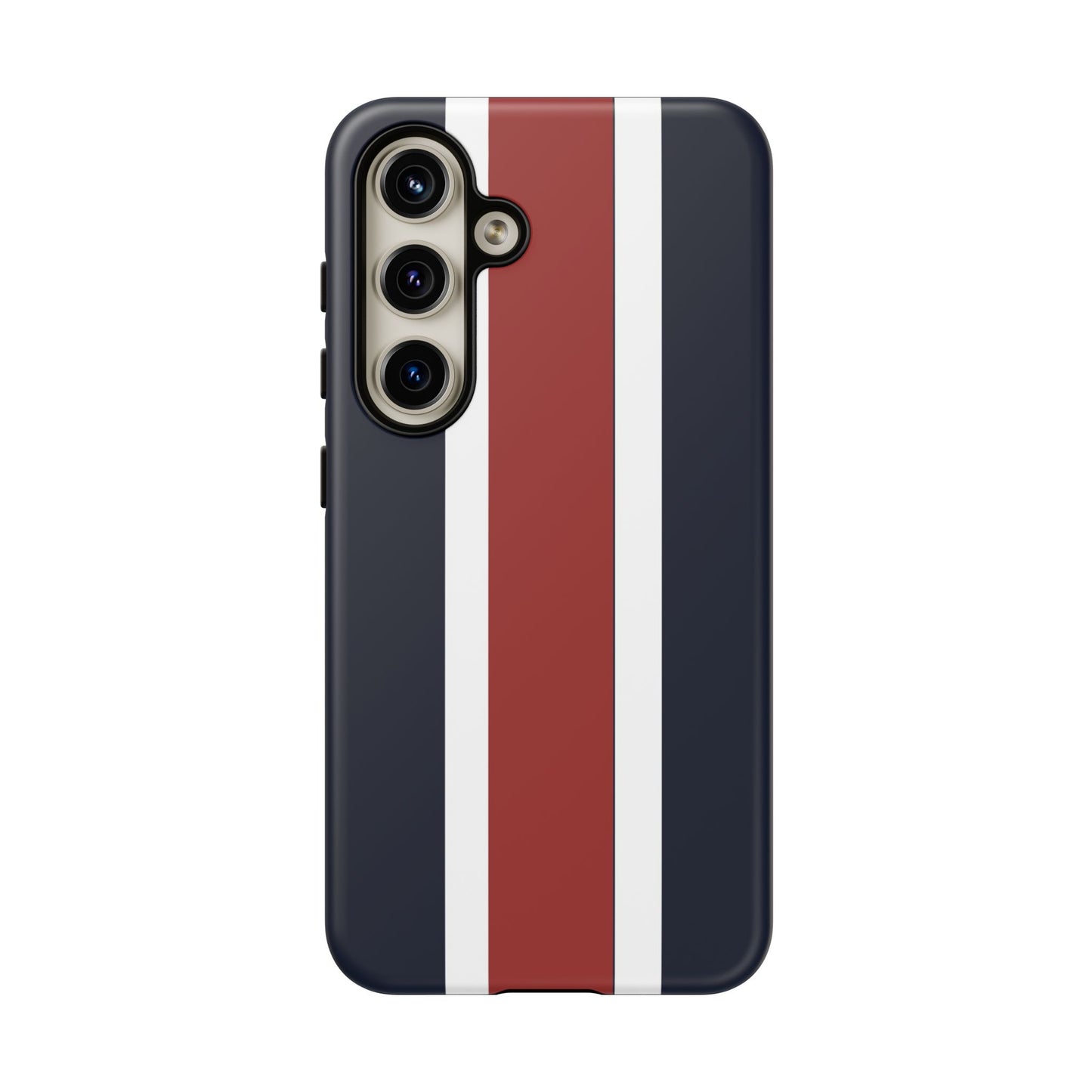 Lunar Midnight & Red-White Striped Stylish Phone Case - Tough Cases, Custom iPhone Cover, Sleek Phone Accessories, Gifts for Him/Her