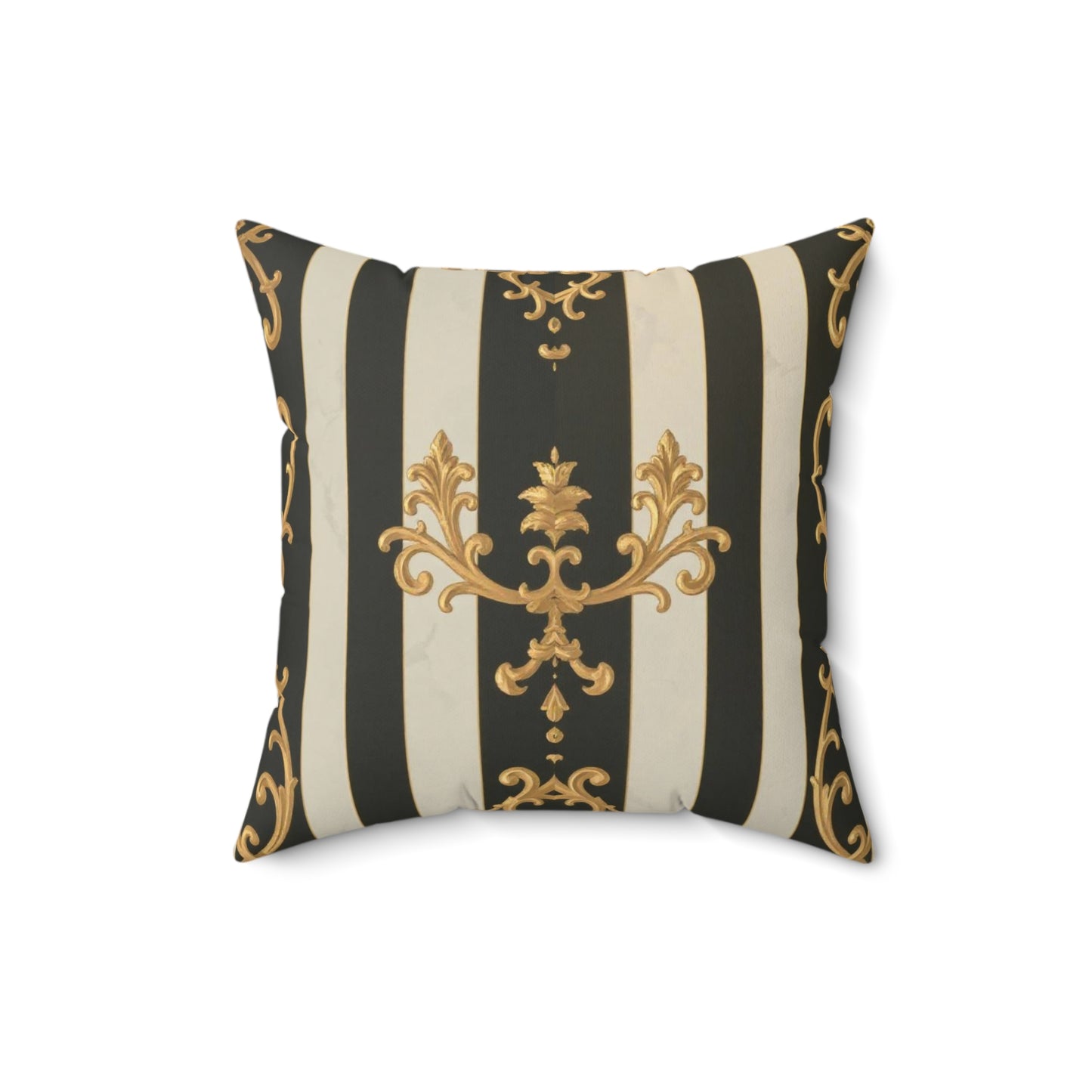 Elegant Black & Alabaster Striped Baroque Decorative Pillow, Modern Home Decor, Luxurious Cushion, Gifts for Housewarming, Living Room Accent