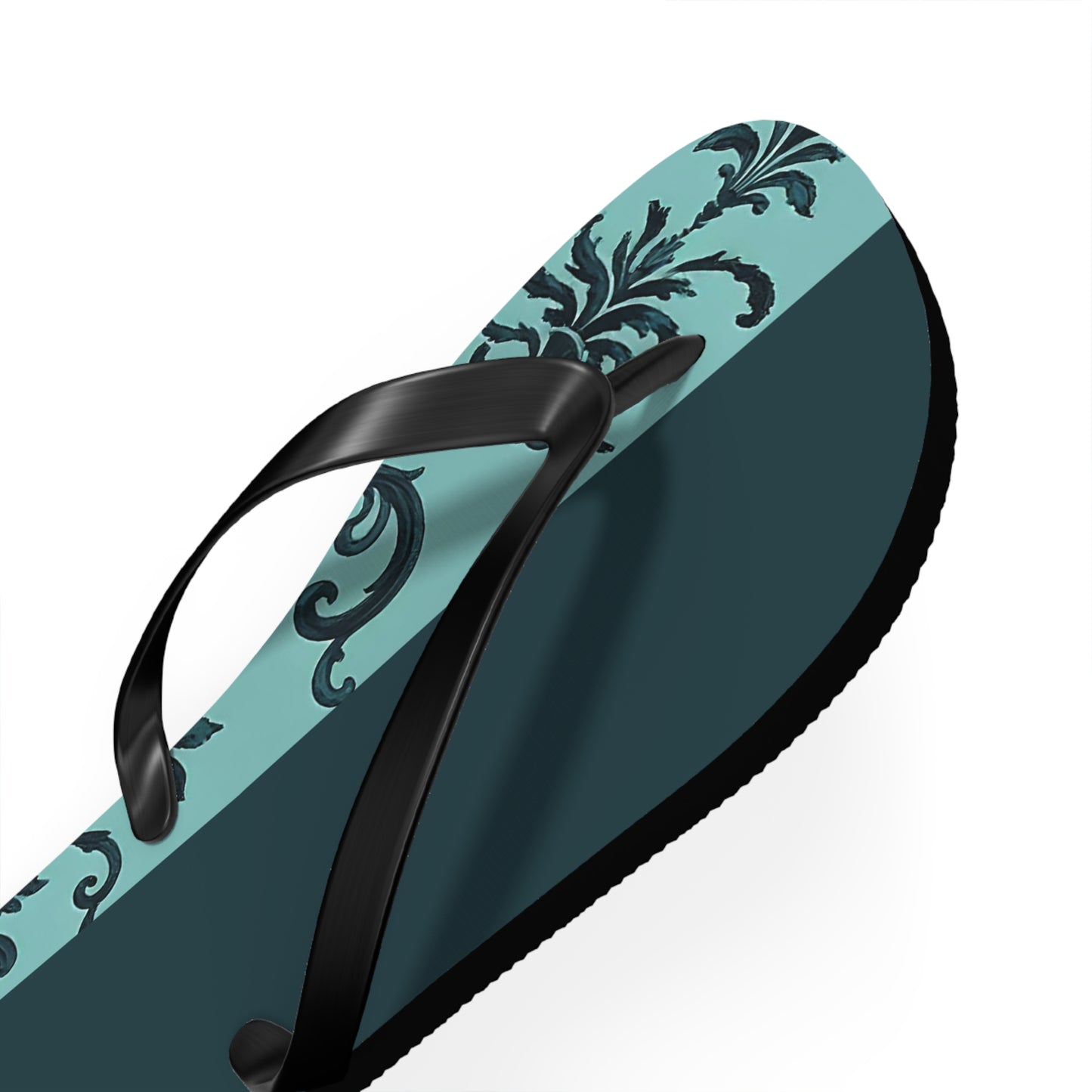 Chic Vintage-Inspired Flip Flops | Summer Footwear, Beach Essentials, Stylish Sandals, Vacation Ready, Gift for Her - Teal Striped Rococo