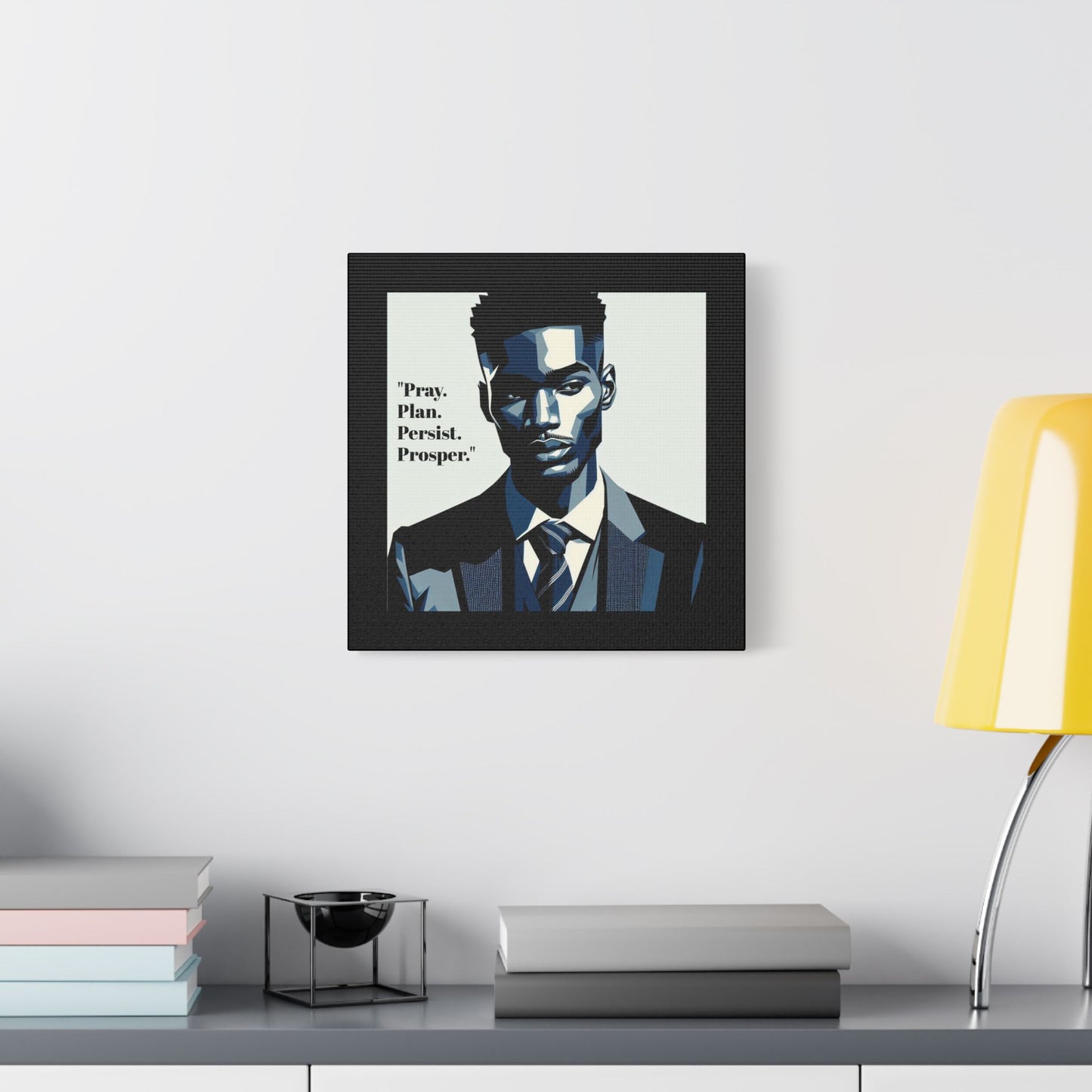 Afro Art Print Canvas, Wall Decor, Satin Stretched Canvas, African American Art, Office Decor, Home Decor - "Pray. Plan. Persist. Prosper."