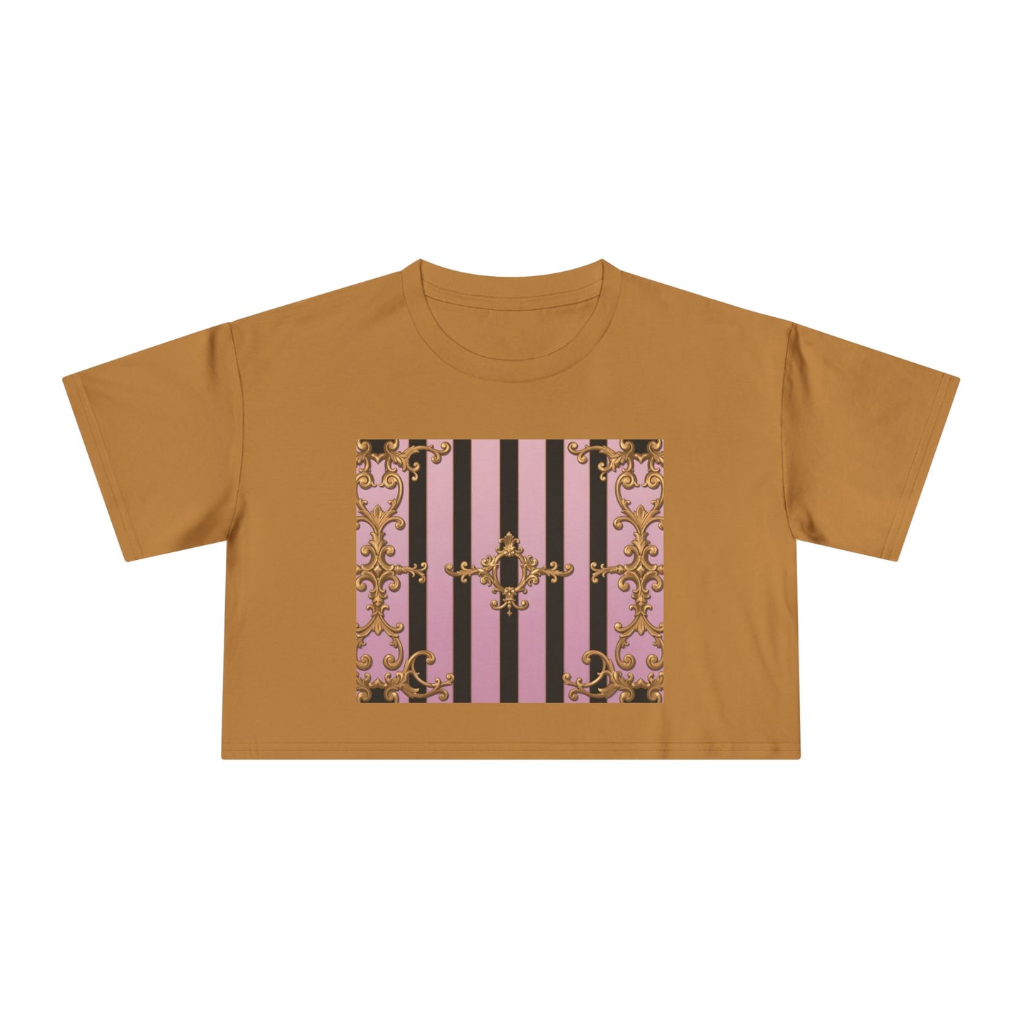 Chic Baroque Women's Crop Tee, Boho Style Top, Casual Summer Shirt, Trendy Gift for Her, Stylish Crop Top for Festivals & Everyday