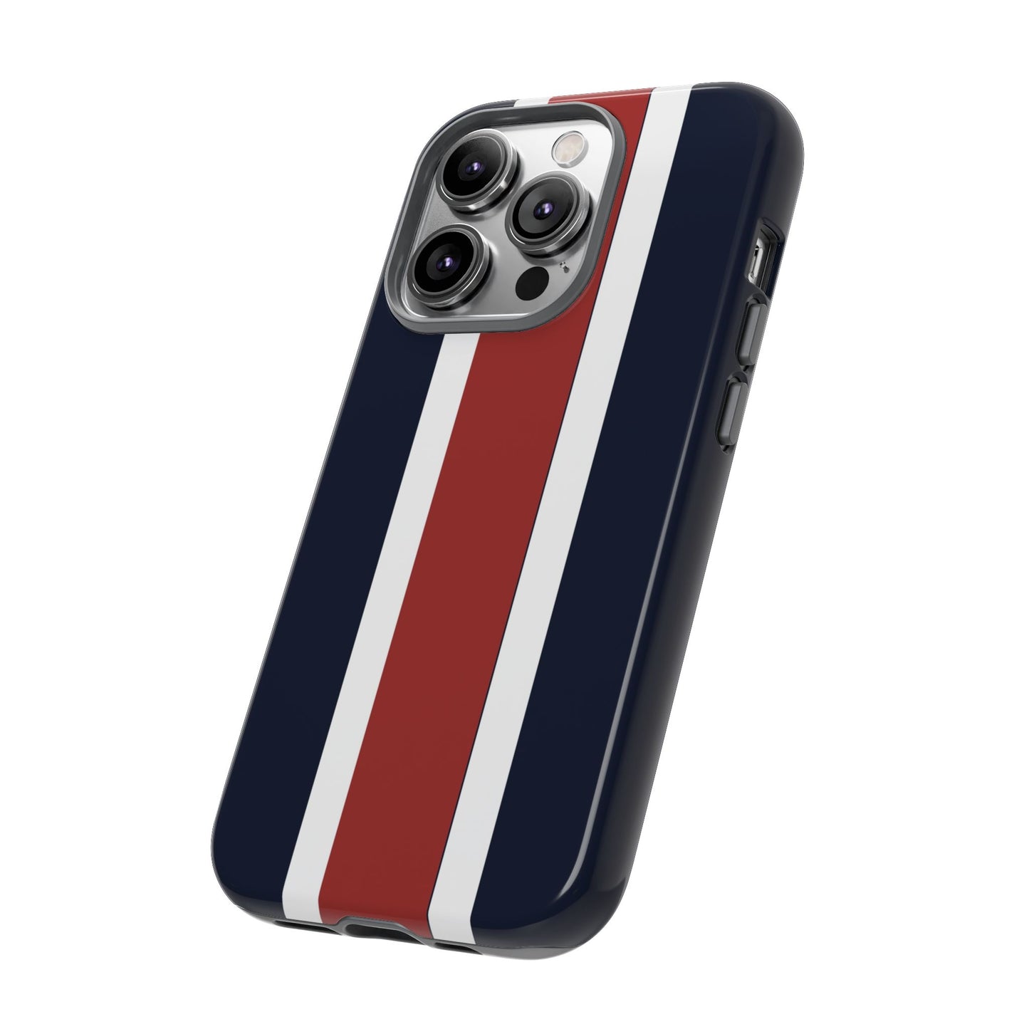 Lunar Midnight & Red-White Striped Stylish Phone Case - Tough Cases, Custom iPhone Cover, Sleek Phone Accessories, Gifts for Him/Her