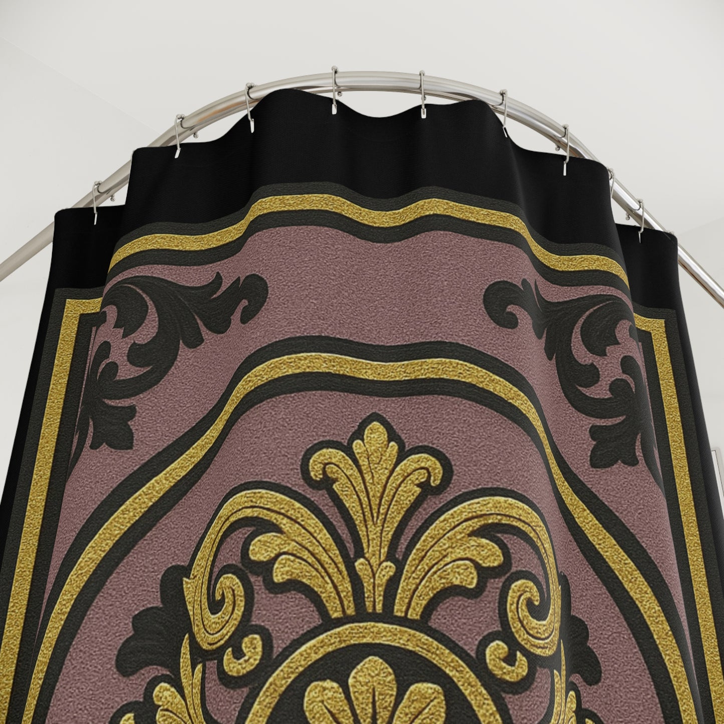 Elegant Gilded Mauve With Gold-Black Baroque Shower Curtain, Baroque Design, Luxurious Home Accessory, Gift for Housewarming