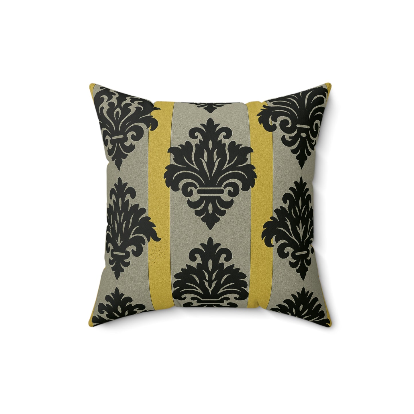 Elegant Faux Suede Pillow, Home Decor Accent, Baroque Design Cushion, Gift for Her, Modern Living Room - Silver & Gold Striped Black Baroque