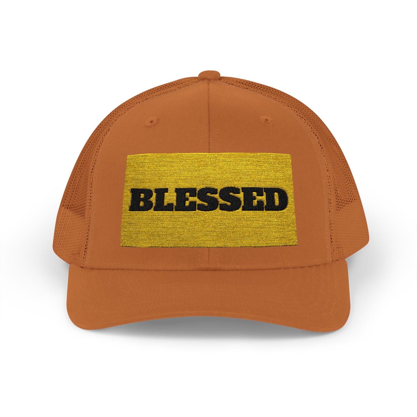 Blessed In Gold Snapback Trucker Cap for Everyday Inspiration, Faith-Based Accessory, Adjustable Hat, Gift for Friends, Motivational Cap