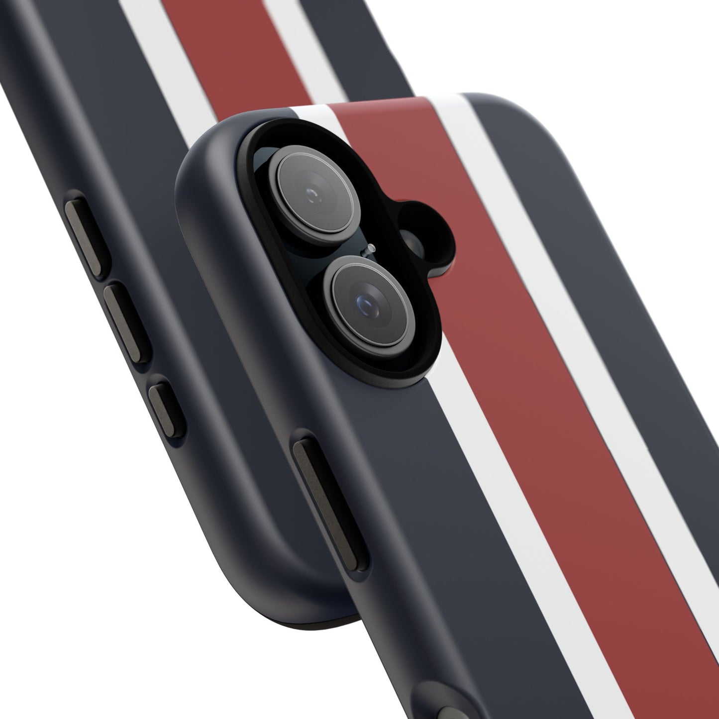 Lunar Midnight & Red-White Striped Stylish Phone Case - Tough Cases, Custom iPhone Cover, Sleek Phone Accessories, Gifts for Him/Her
