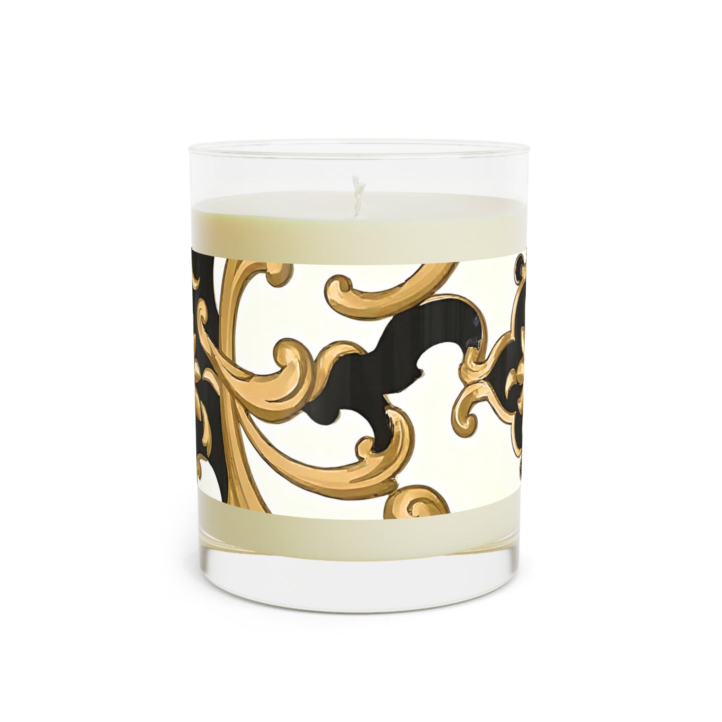 Elegant Floral Scented Candle - Home Decor, Gift for Her, Aromatherapy, Spa Night, Luxurious Relaxation - Black & Gold Rococo