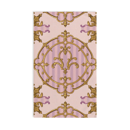 Vintage Lavender & Alabaster Striped Gold Baroque Hand Towel, Elegant Bathroom Decor, Wedding Gift, Soft Decor, Luxe Home Accessory
