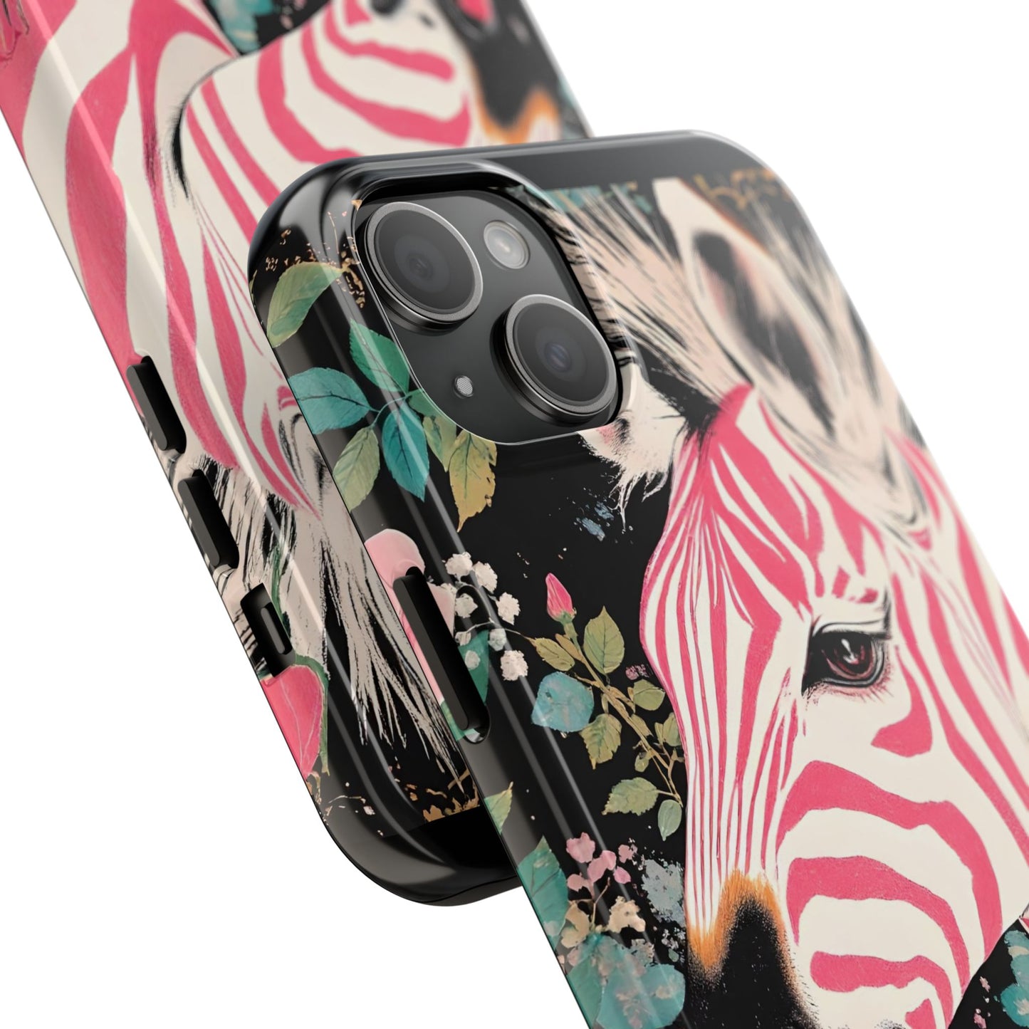 Pink Zebra Tough Phone Case - Trendy Floral Design for Animal Lovers
