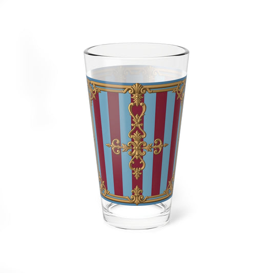 Elegant Mixing Glass with Regal Design, Vintage Decor, Home Barware, Gift for Her, Party Essential, Cocktail Glass - Sky Blue & Maroon Striped Baroque