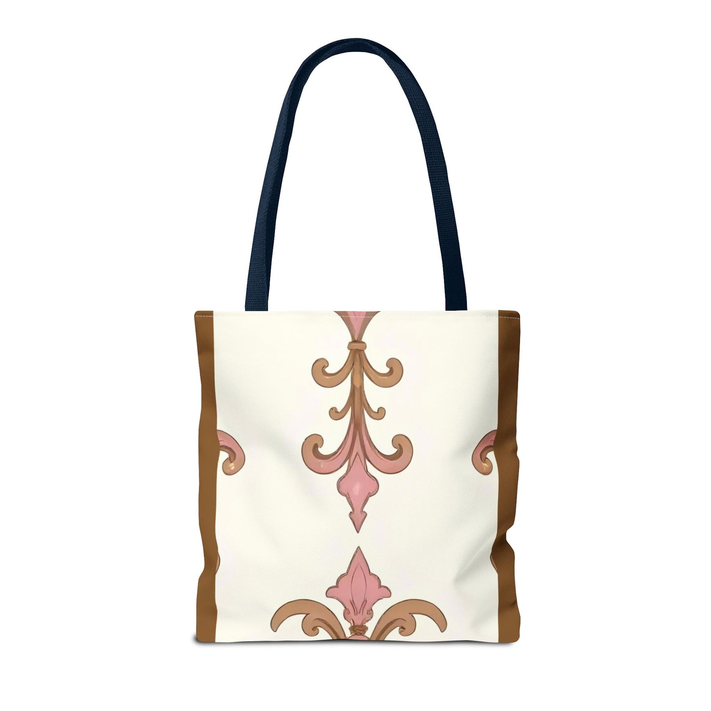 Elegant Floral Tote Bag - Perfect for Everyday Use, Shopping, Gifts, Summer Outings, and Special Occasions - Brown Striped Pink Arabesque