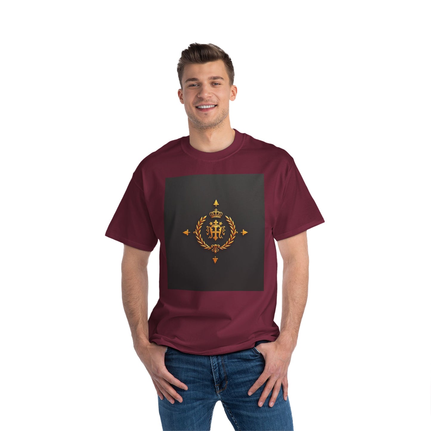 Stylish Gold Emblem T-Shirt, Casual Tee, Unique Gift, Everyday Wear, Graphic Shirt, Fashion Statement - Gold Crest