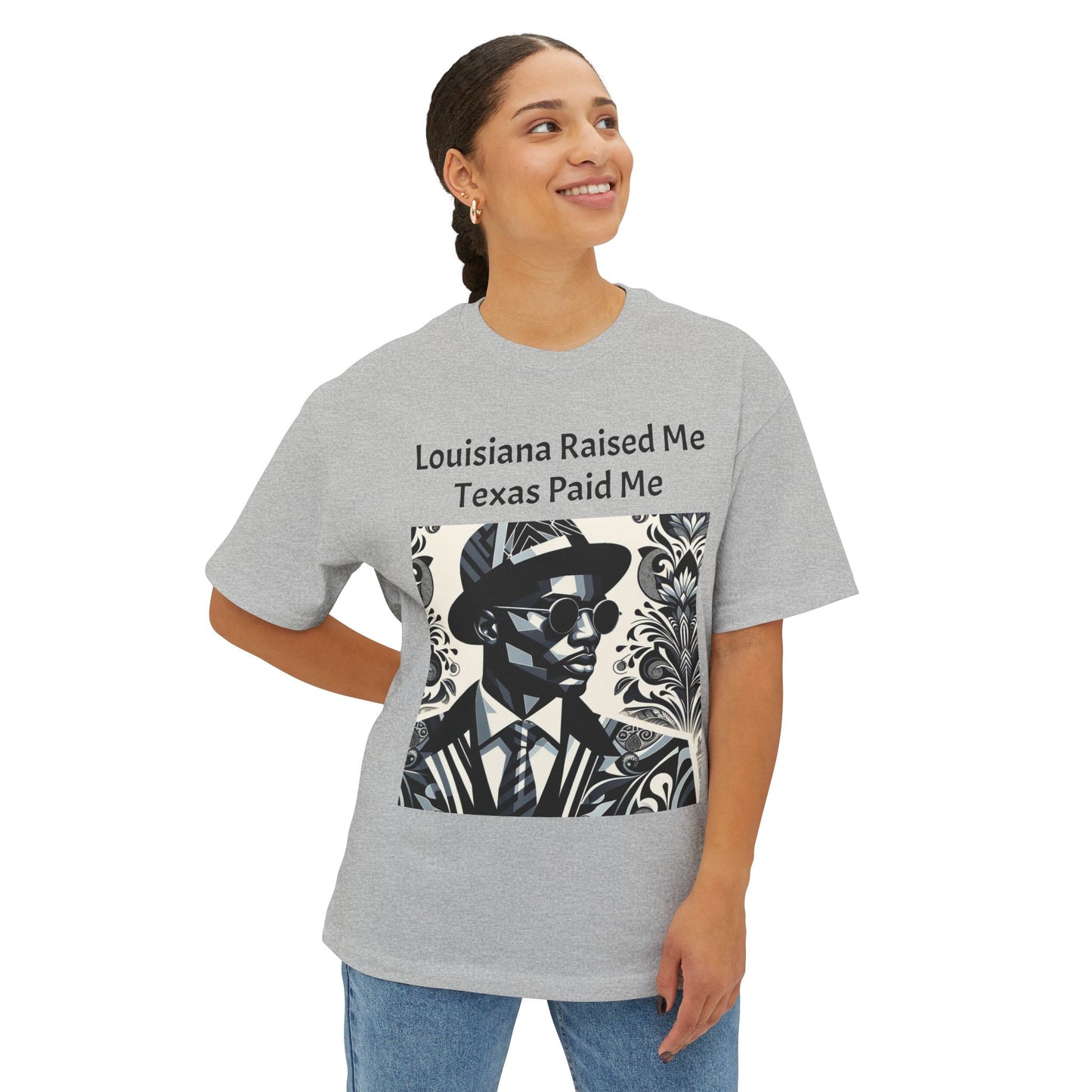 Louisiana and Texas Pride Oversized Tee, Unisex Graphic Tee, Casual Wear, Street Style, Gift for Music Lovers - Black Letters