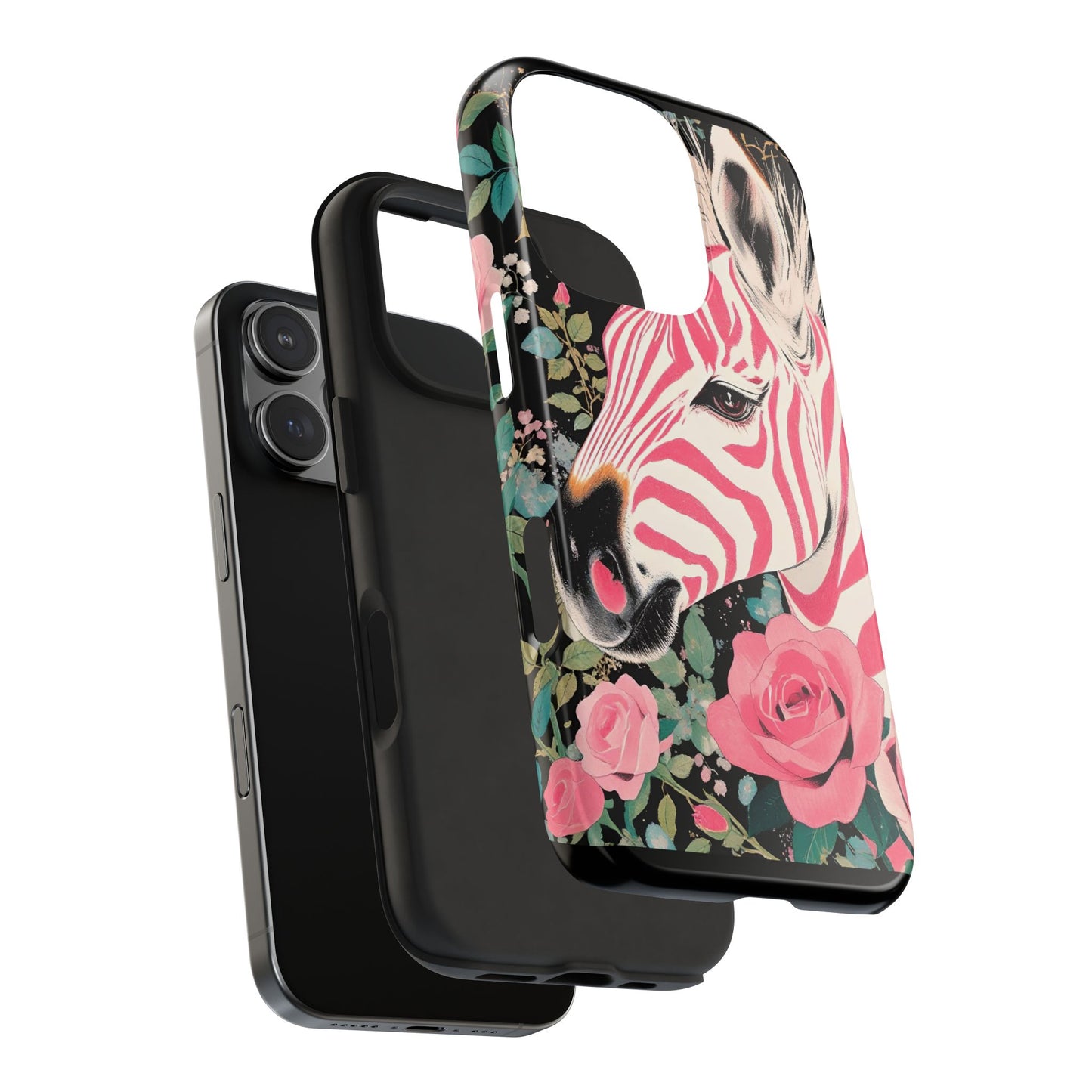 Pink Zebra Tough Phone Case - Trendy Floral Design for Animal Lovers