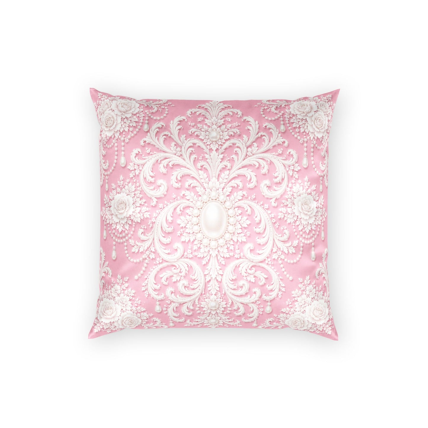 Pink Rococo Velvet Pillow – Elegant Rococo Throw Pillow