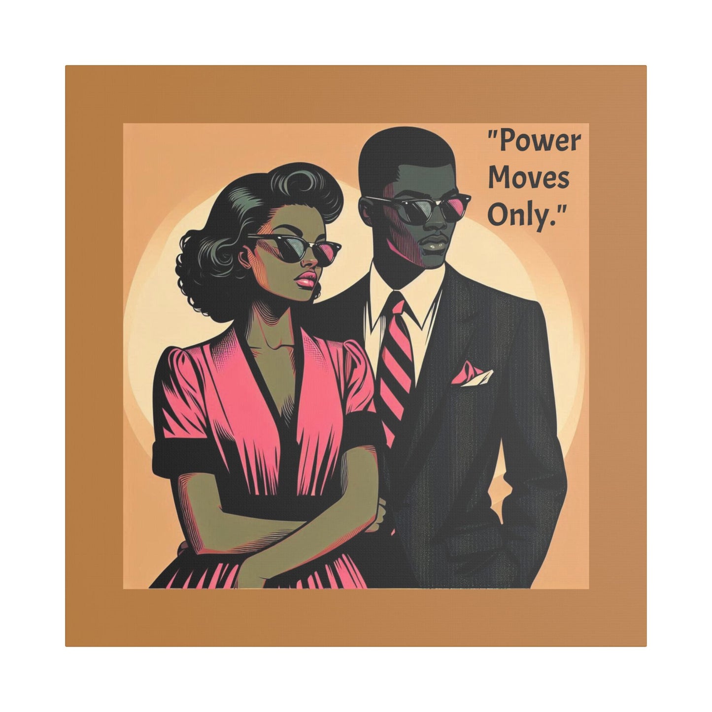 Afro Art Print Canvas, Wall Decor, Satin Stretched Canvas, African American Art, Office Decor, Home Decor - "Power Moves Only."