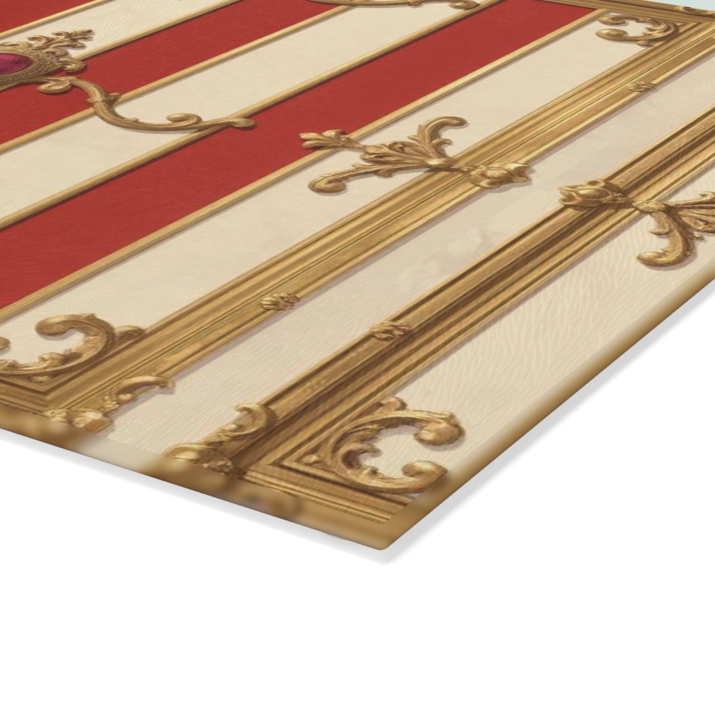 Elegant Baroque Pattern Glass Cutting Board – Perfect for Home Chefs and Culinary Gifts - Alabaster & Dusk Orange Striped Baroque