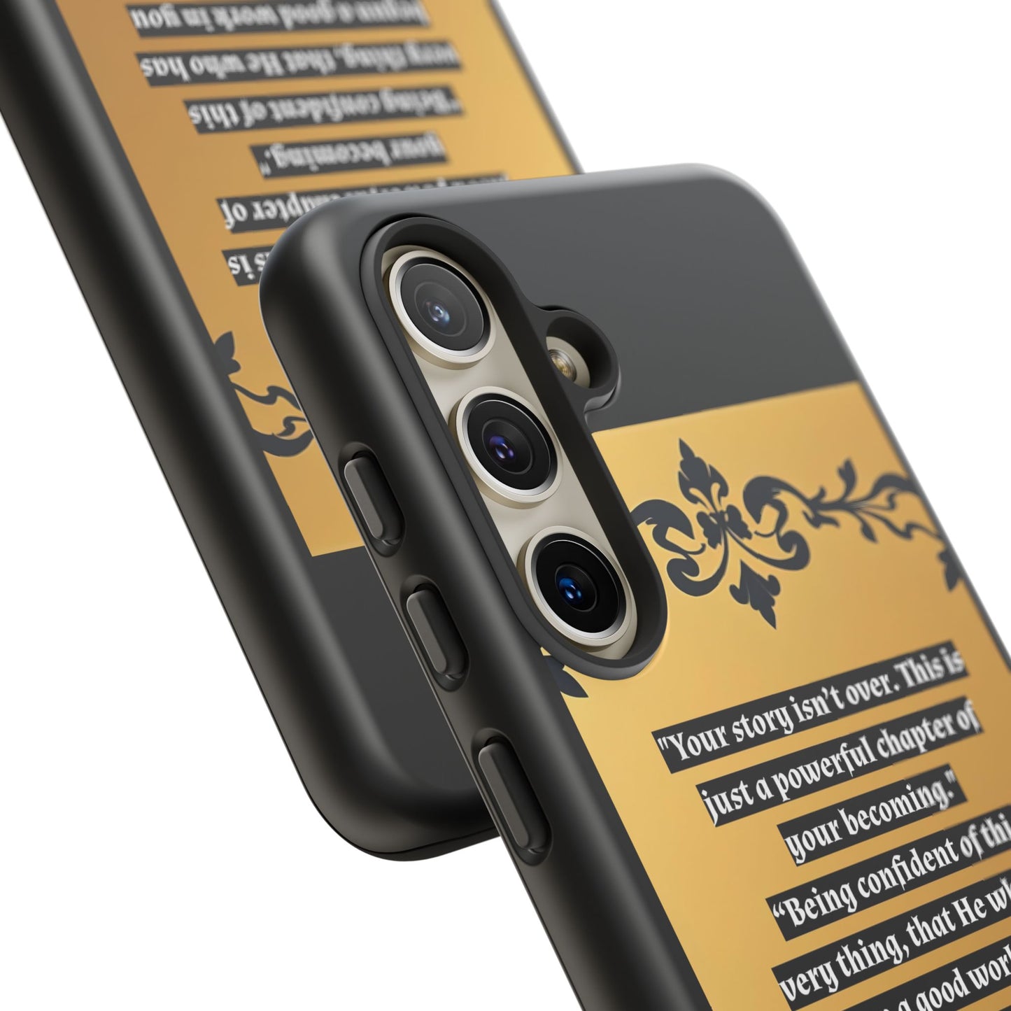 Elegant Floral Motif Phone Case - Tough Cases with Vintage Design - "Your story isn't over"