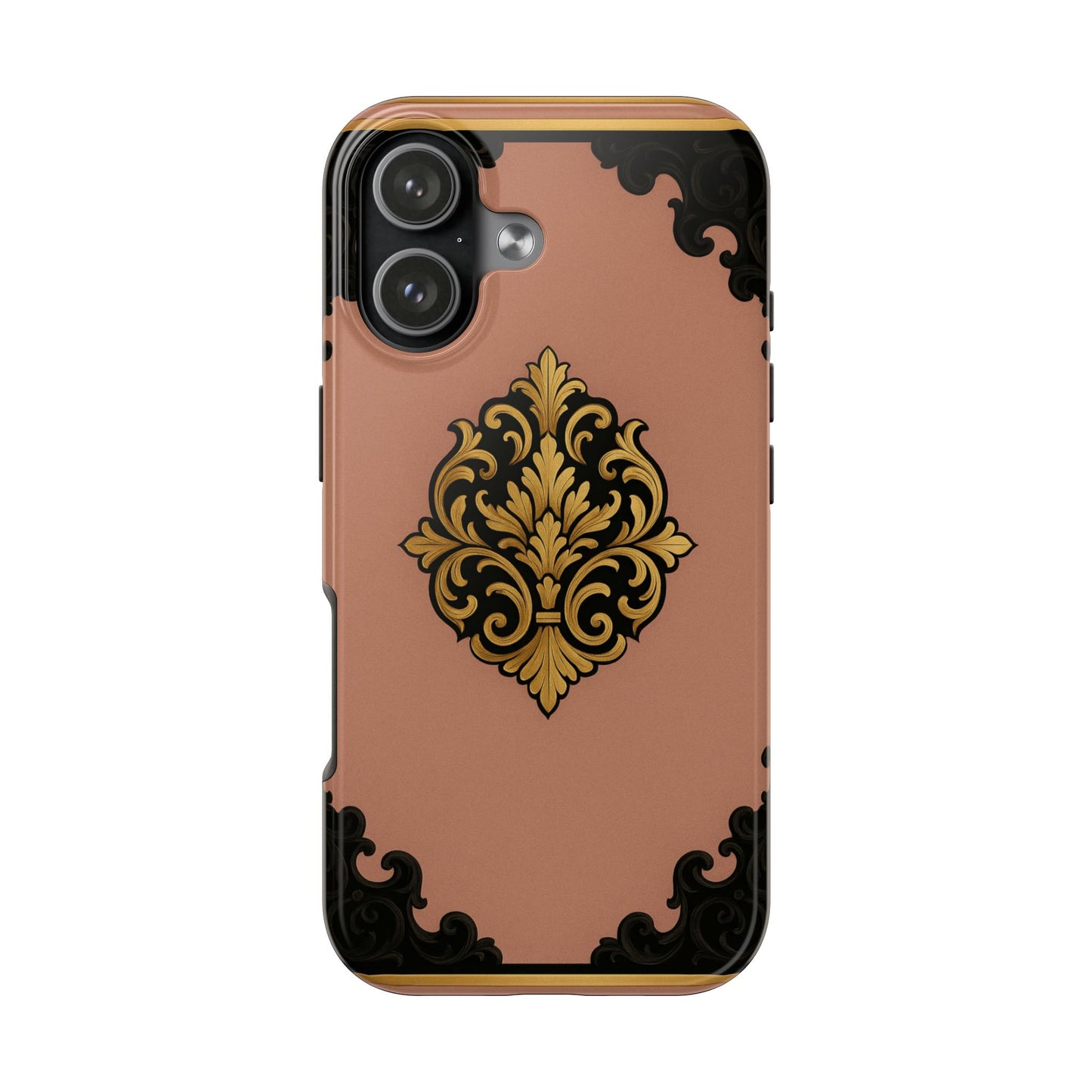 Mauve & Black-Gold Baroque Tough Phone Case — Ornate Protective iPhone Cover