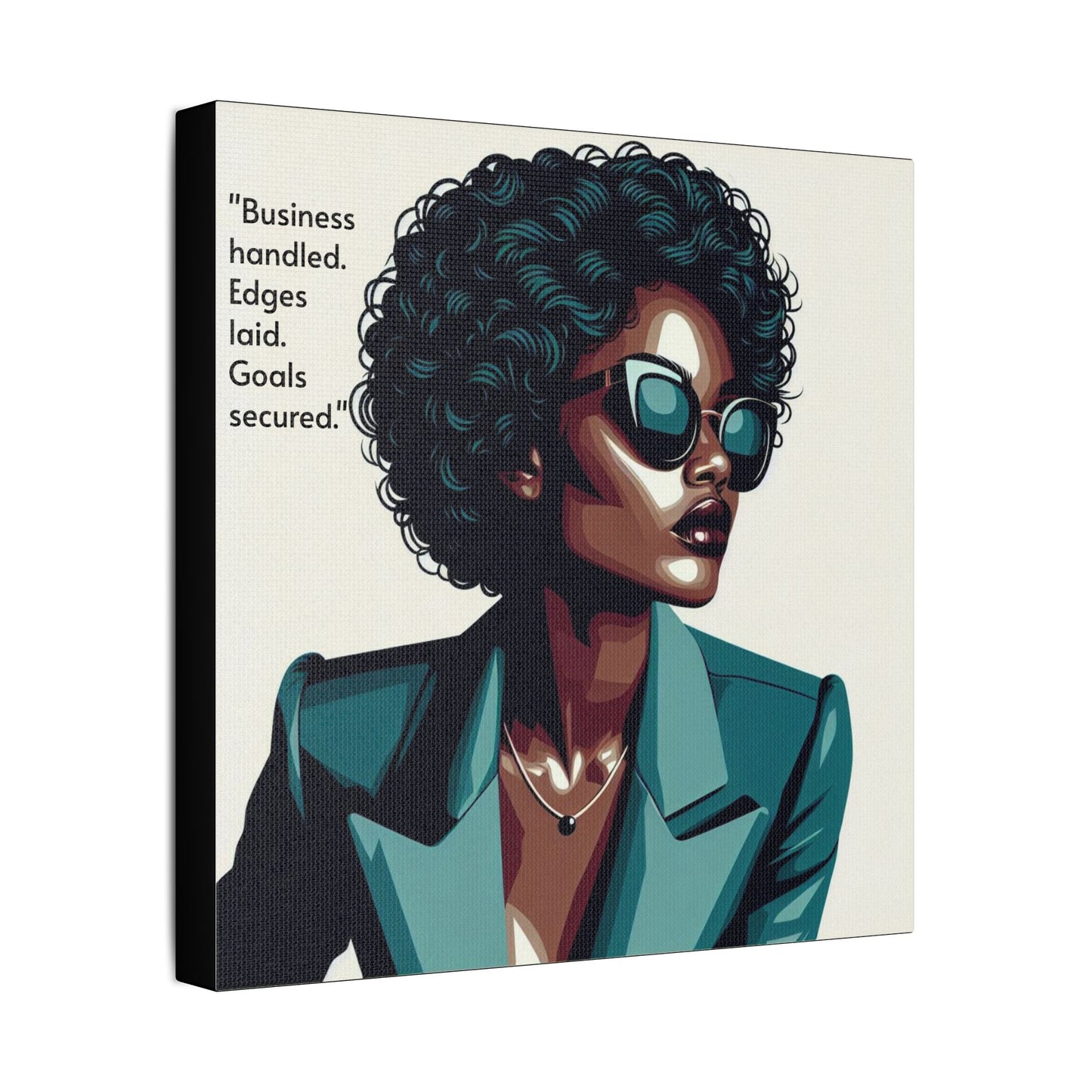 Afro Art Print Canvas, Wall Decor, Satin Stretched Canvas, African American Art, Office Decor, Home Decor - "Business handled."
