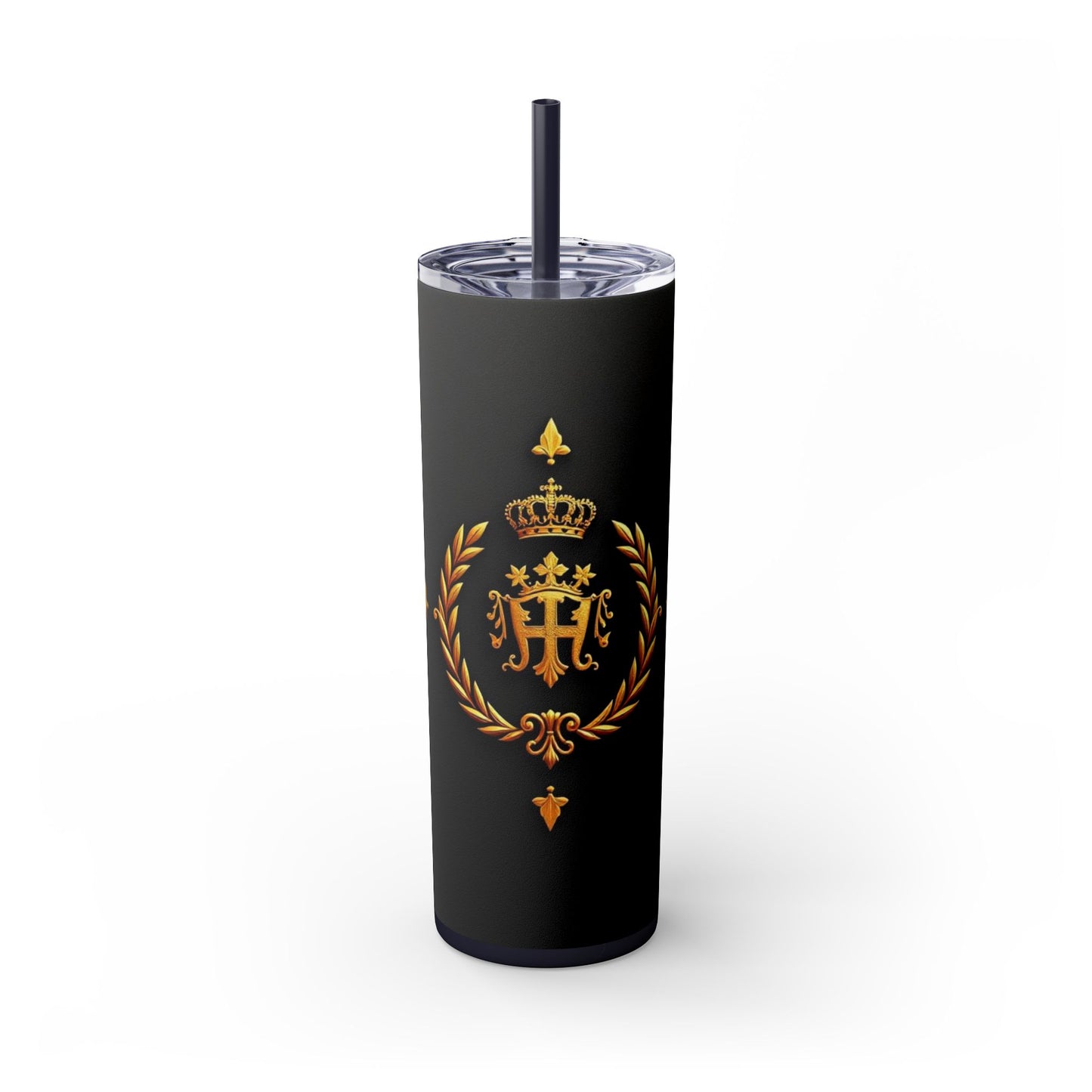 Elegant Gold Crown Skinny Tumbler with Straw, 20oz - Stylish Drinkware for Every Occasion, Royal Inspired, Ideal Gift for Her - Gold Crest