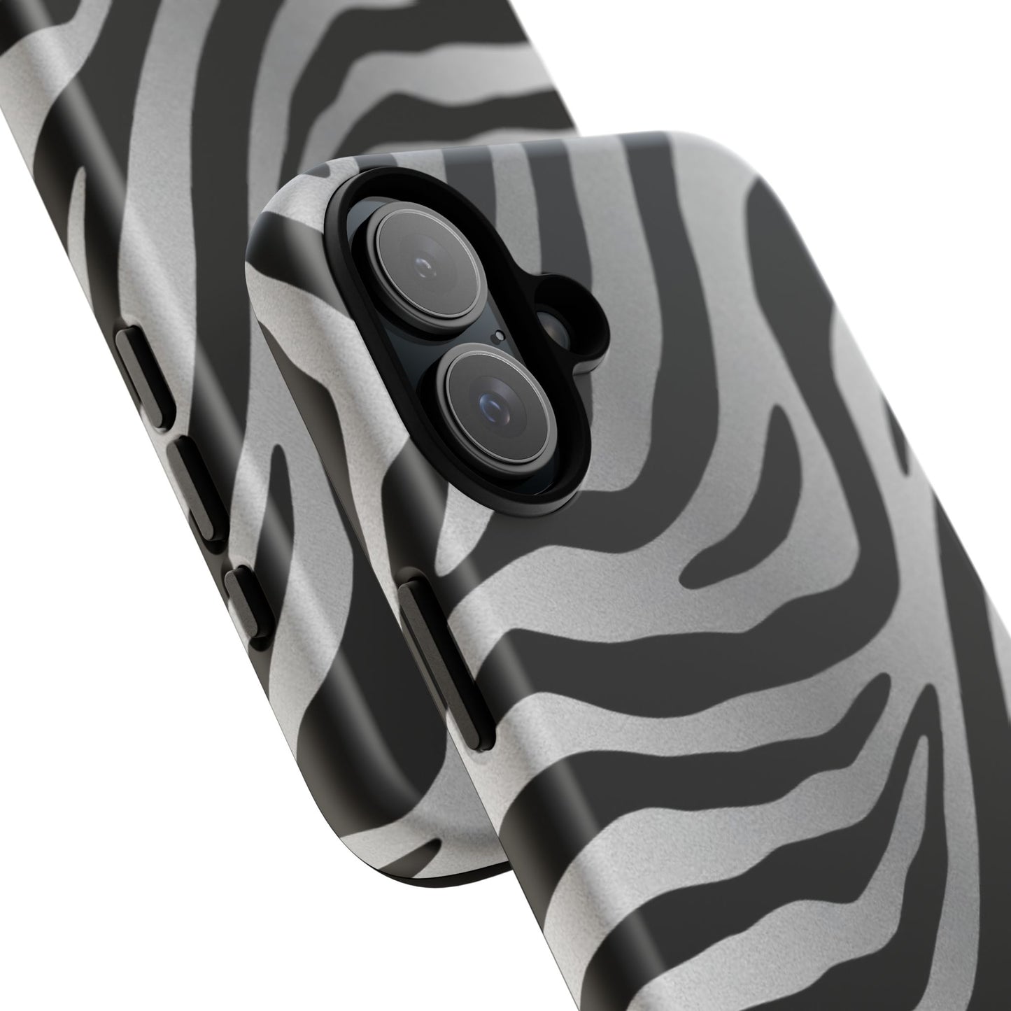Zebra Print Tough Phone Case - Silver