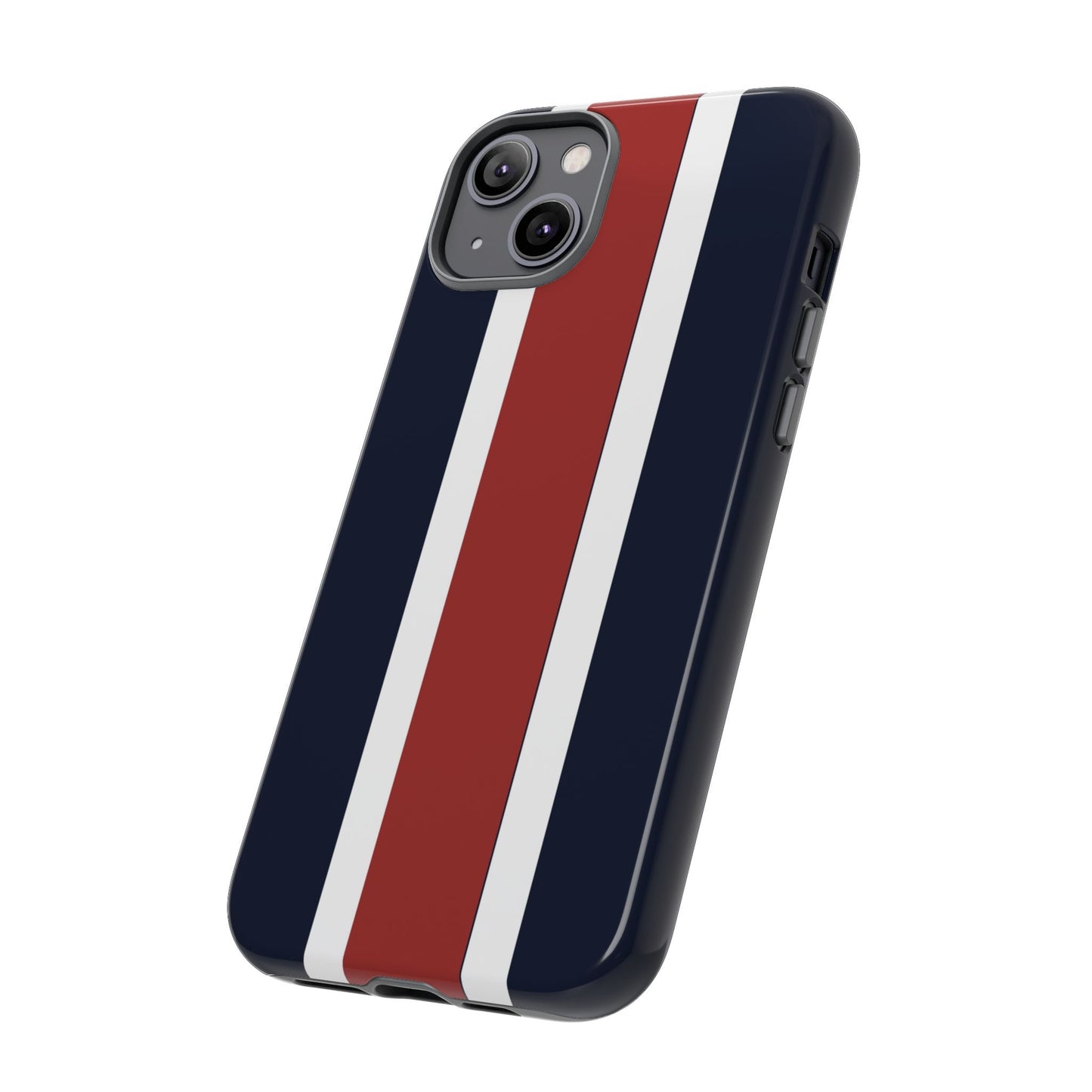 Lunar Midnight & Red-White Striped Stylish Phone Case - Tough Cases, Custom iPhone Cover, Sleek Phone Accessories, Gifts for Him/Her