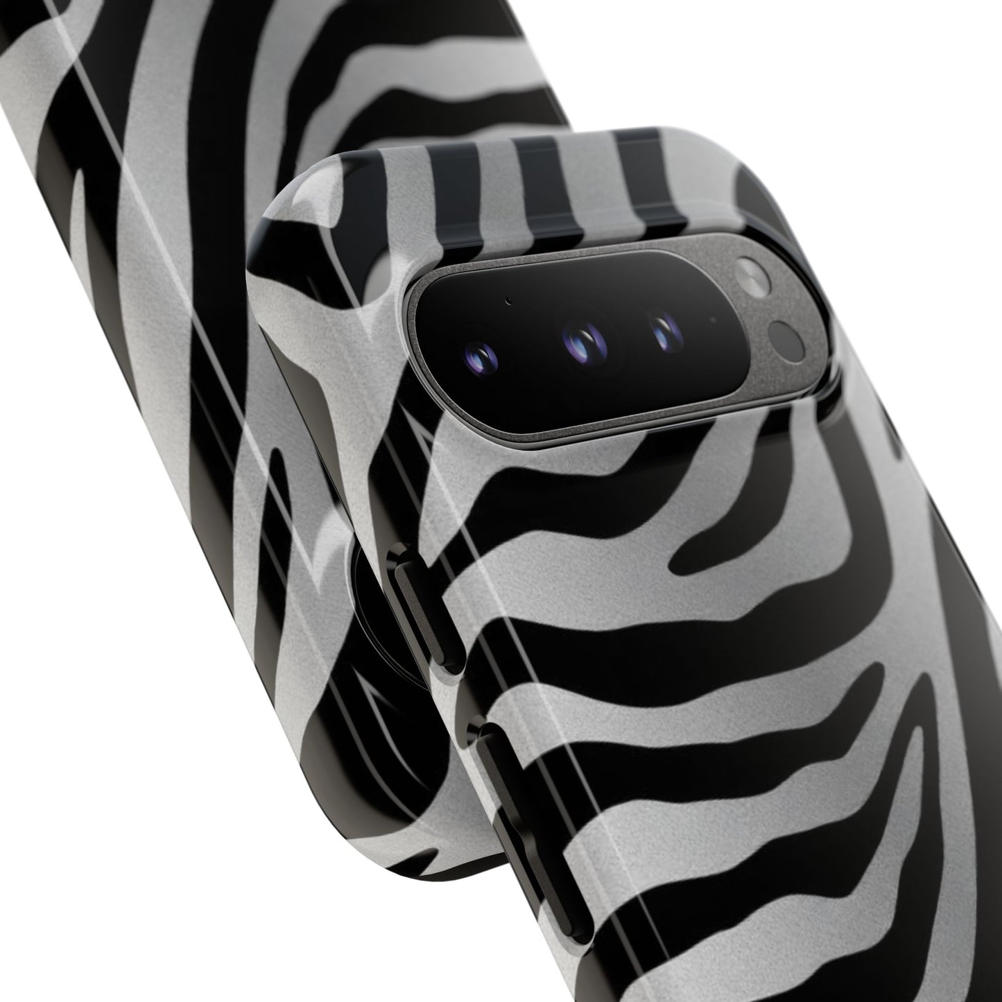 Zebra Print Tough Phone Case - Silver
