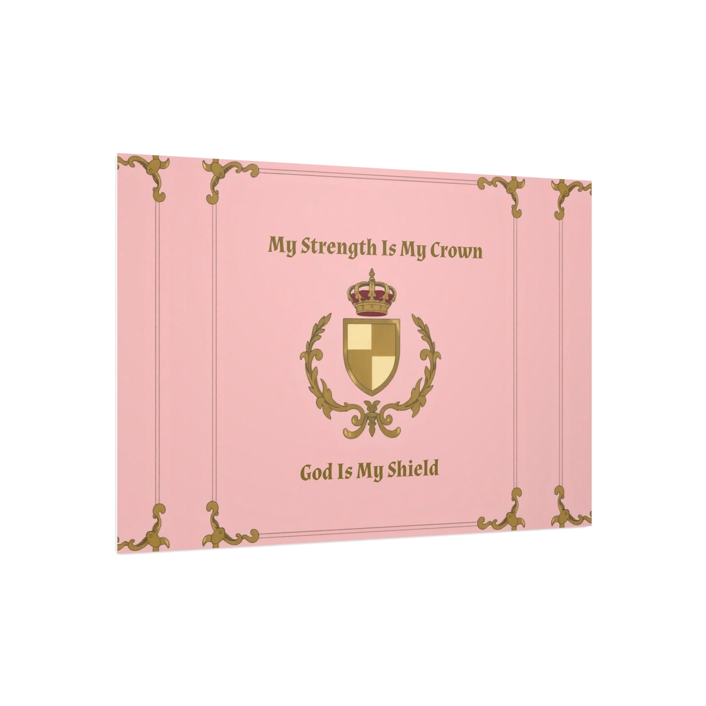 Crest & Crown Spiritual Quote Wall Art, Motivational Decor, Foam Board Print, Home Accent, Gift for Friends, Pink Crown Design
