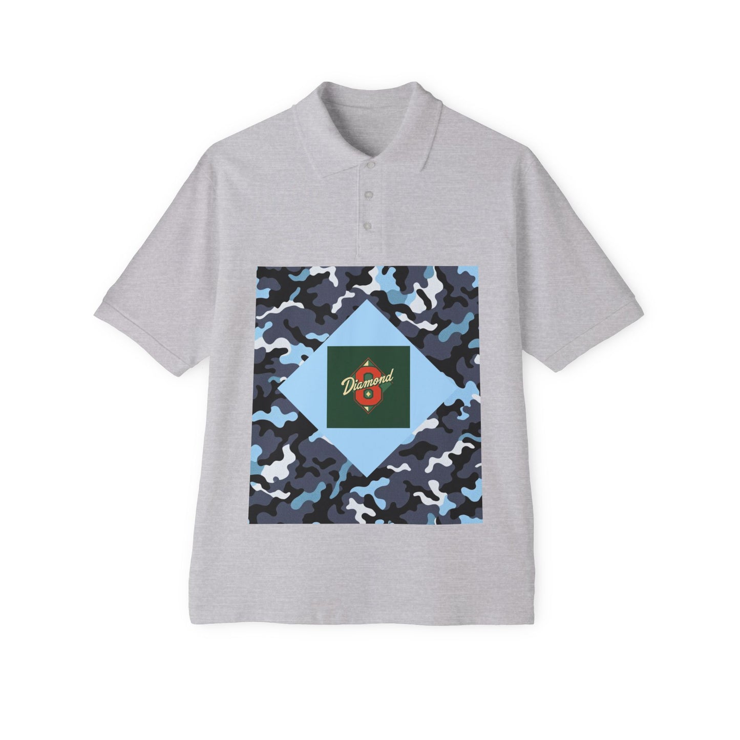 Stylish Men's Piqué Polo Shirt, Casual Wear, Summer Vibes, Golf Outing, Comfortable Fashion, Gift for Him -  Blue Camo Diamond 8