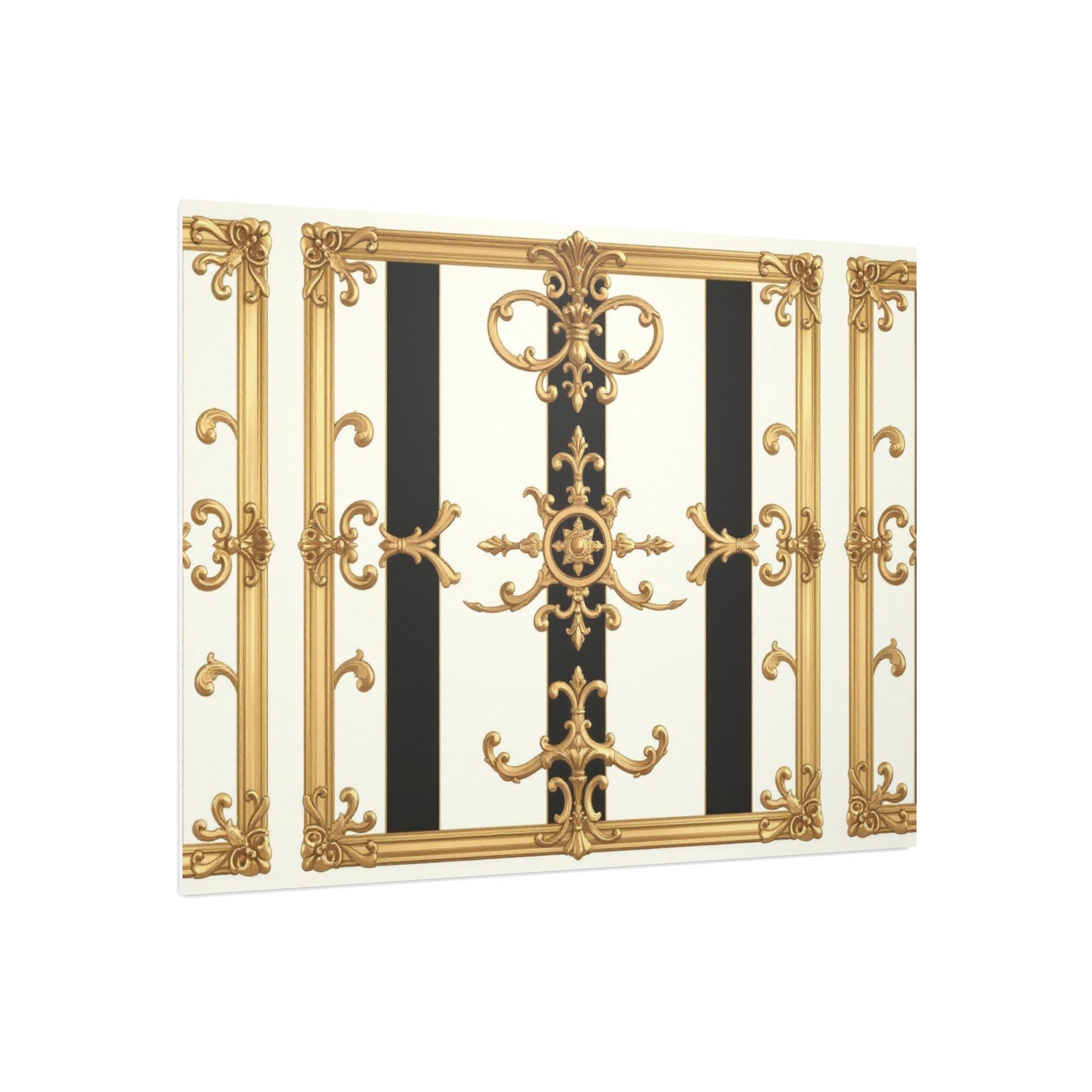 Elegant Foam Board Wall Art, Decorative Display, Home Decor, Office Decor, Visual Boards, Art Displays - Black & White Striped Gold Baroque