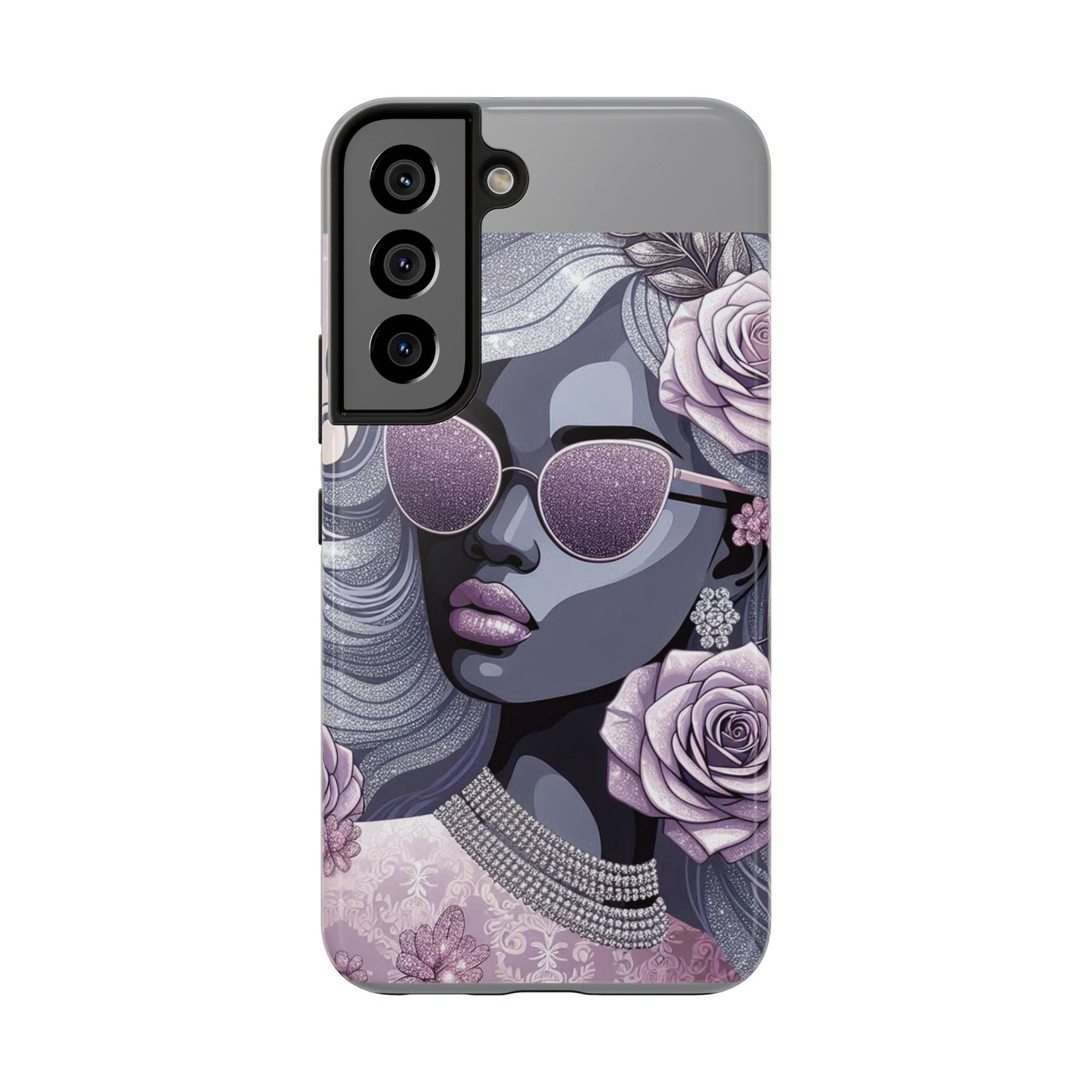 Glamorous Floral Tough Phone Case - Chic Protection for Trendsetters - Lilac & Lavender