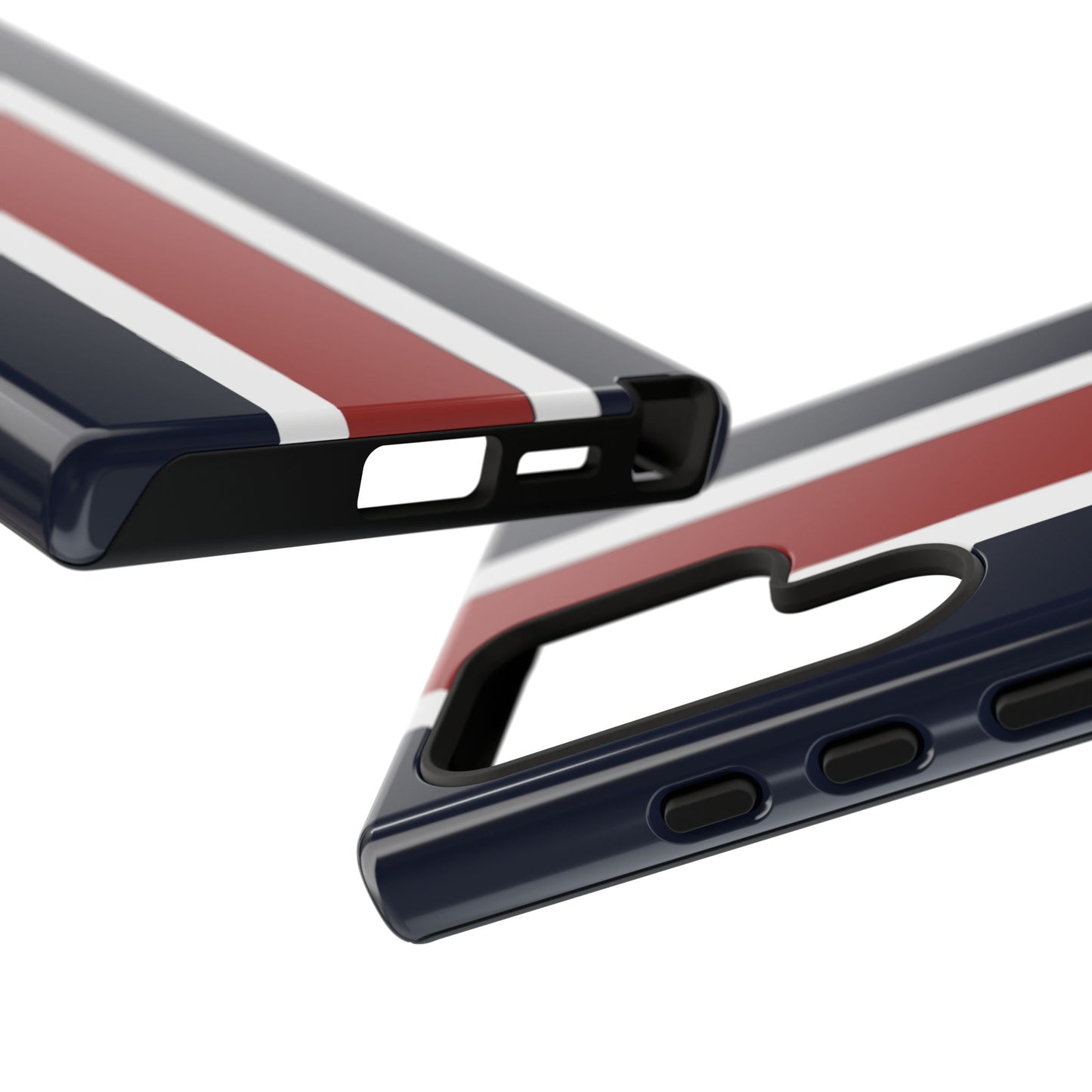 Lunar Midnight & Red-White Striped Stylish Phone Case - Tough Cases, Custom iPhone Cover, Sleek Phone Accessories, Gifts for Him/Her