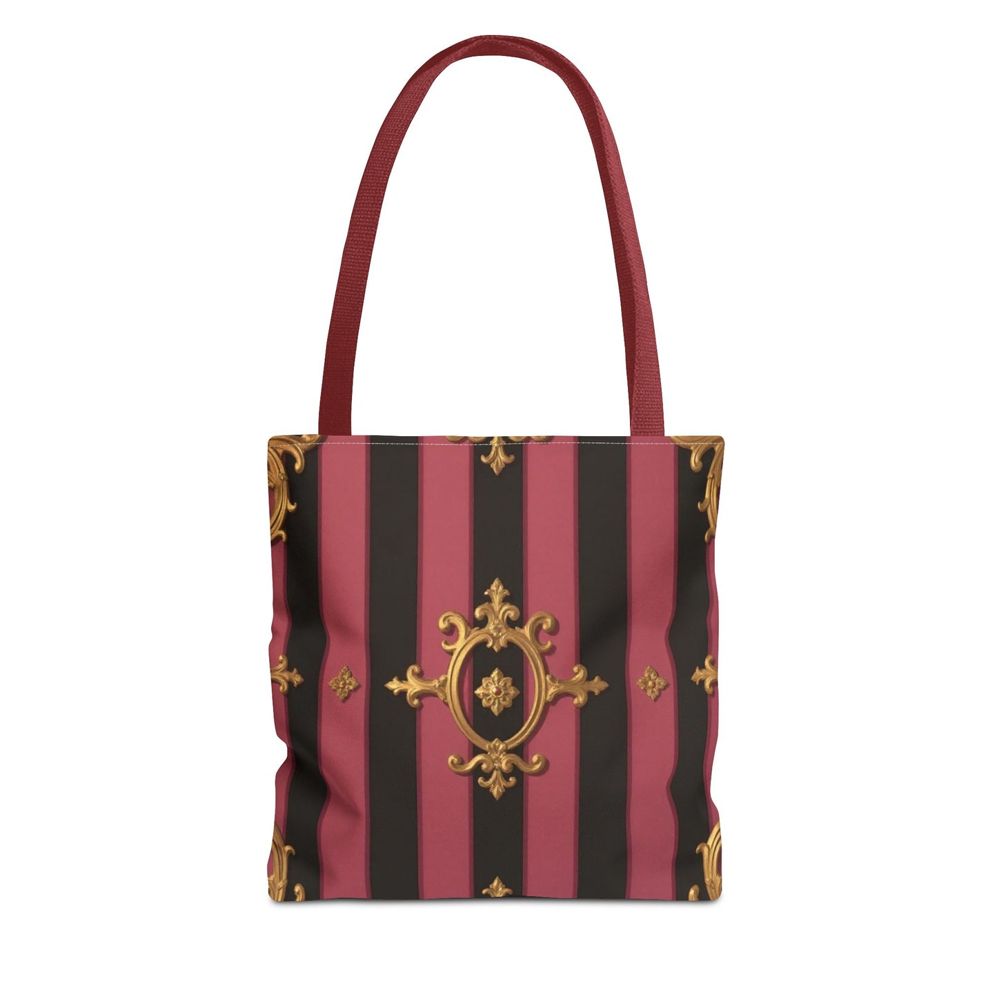 Elegant Black & Mauve Striped Gold Baroque Tote Bag - Chic Fashion Accessory, Shopping Companion, Decorative Carryall, Stylish Everyday Use