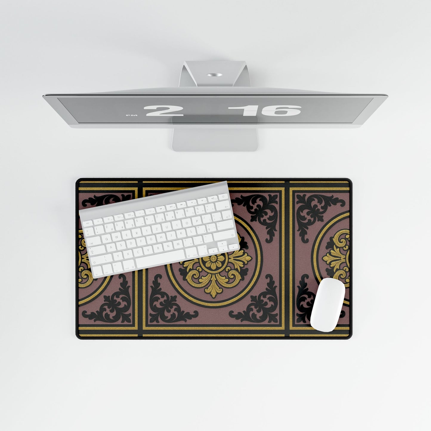 Elegant Gilded Mauve With Gold-Black Baroque Desk Mats for Stylish Workspaces, Office Decor, Personalized Gifts, Holiday Presents, Home Office
