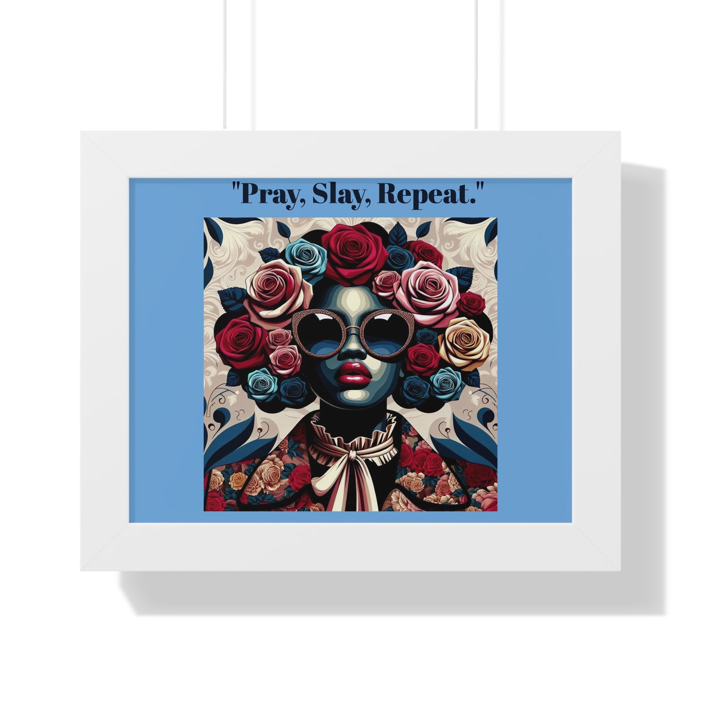 Empowering Art Print – "Pray, Slay, Repeat" Framed Poster for Inspirational Home Decor