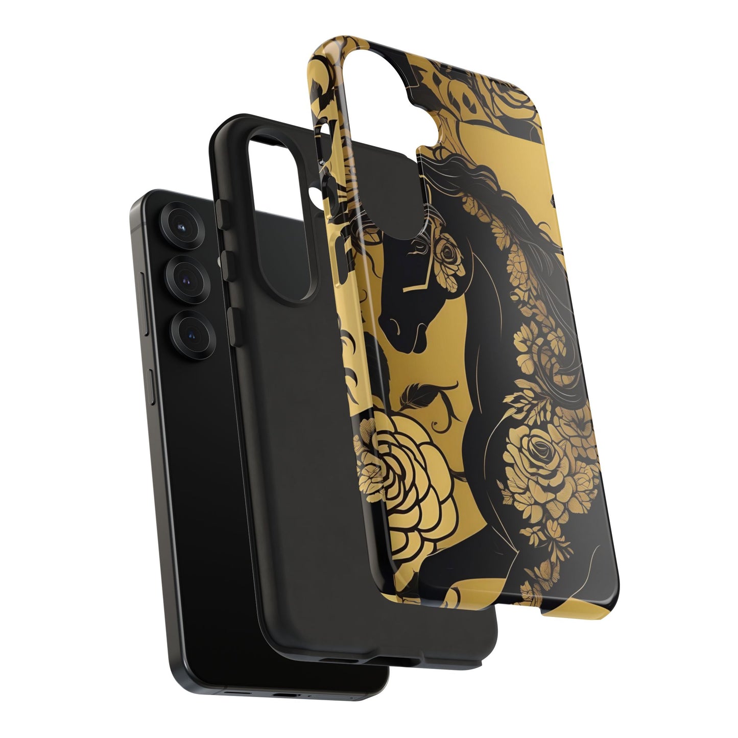 Phone Case - Elegant Horse & Roses Design