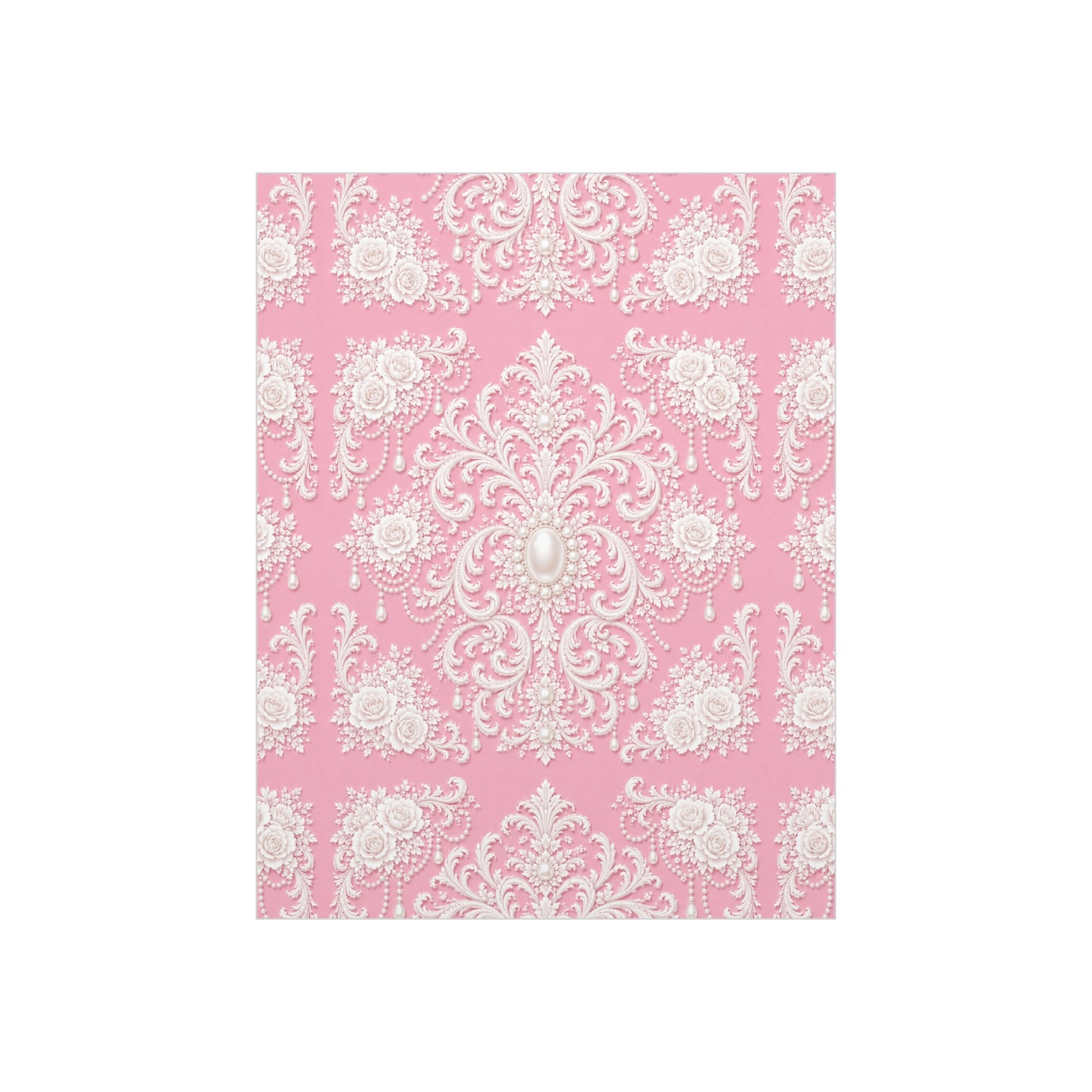 Pink Rococo Pearl Foam Board Wall Art — Elegant Vintage Floral Accent