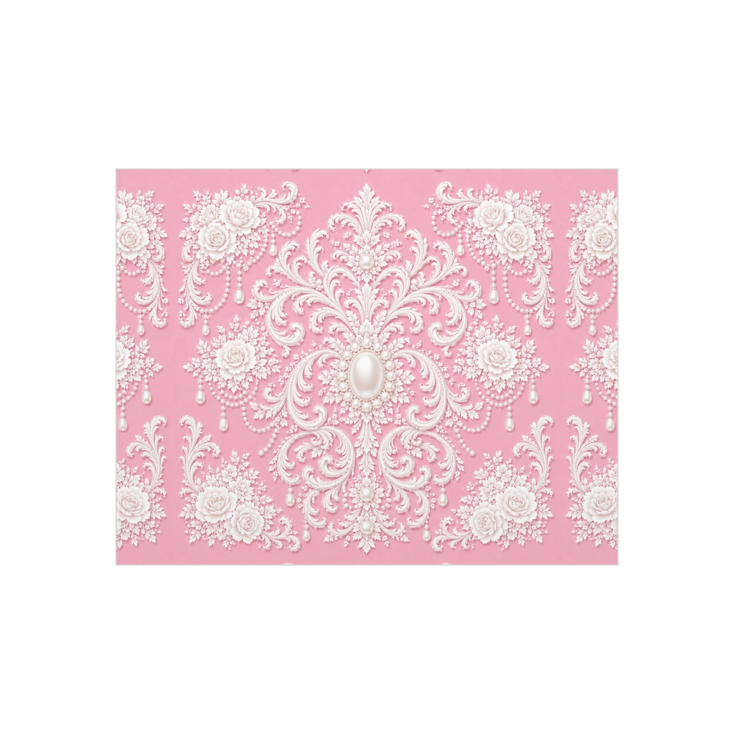 Pink Rococo Pearl Foam Board Wall Art — Elegant Vintage Floral Accent
