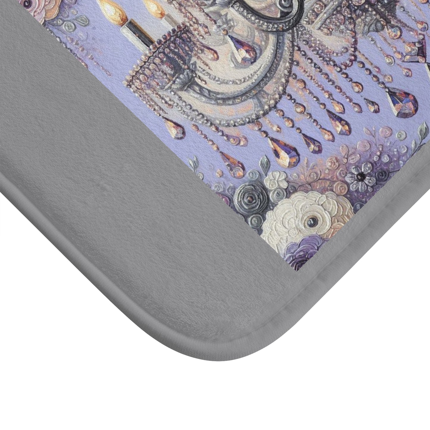 Elegant Floral Chandelier Bath Mat - Luxurious Bathroom Decor, Home Spa Essential, Gift for Her, Wedding, Elegant Home - Lilac Jeweled Chandelier