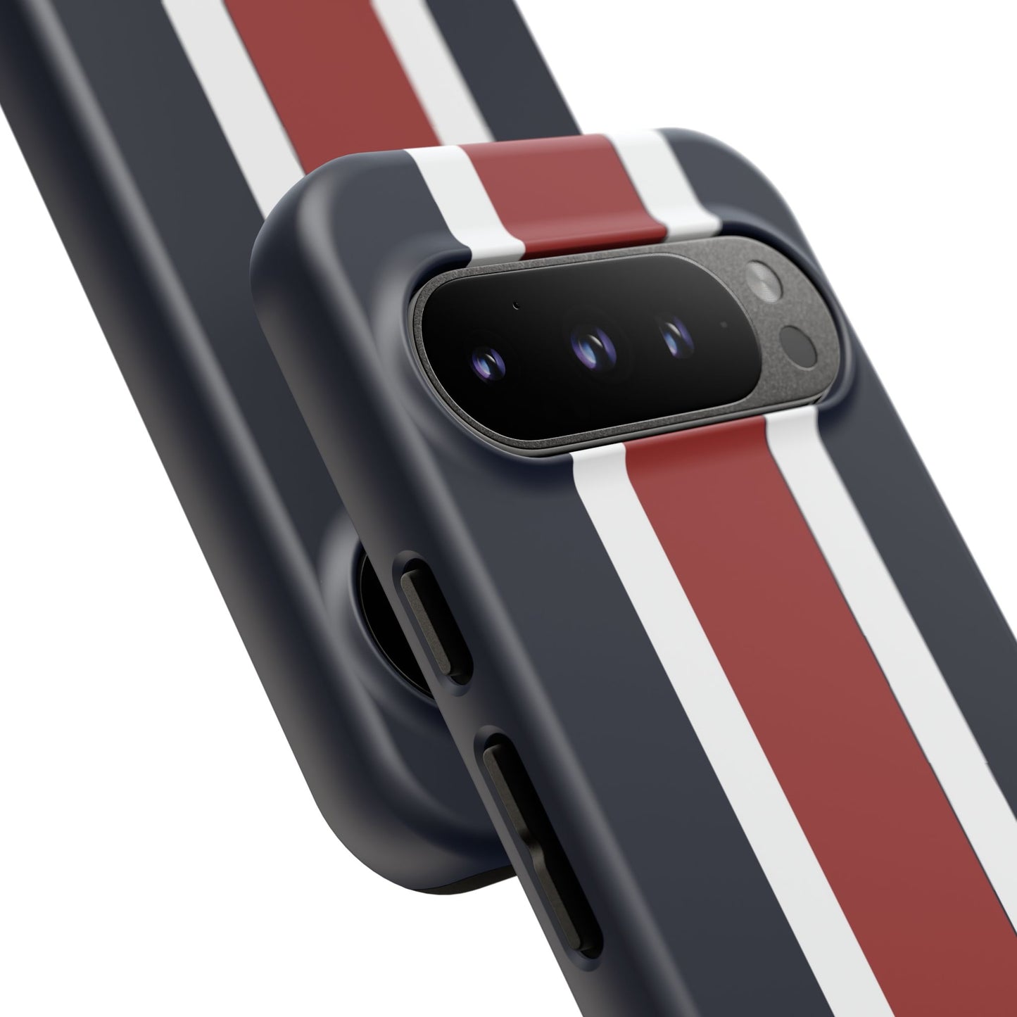 Lunar Midnight & Red-White Striped Stylish Phone Case - Tough Cases, Custom iPhone Cover, Sleek Phone Accessories, Gifts for Him/Her